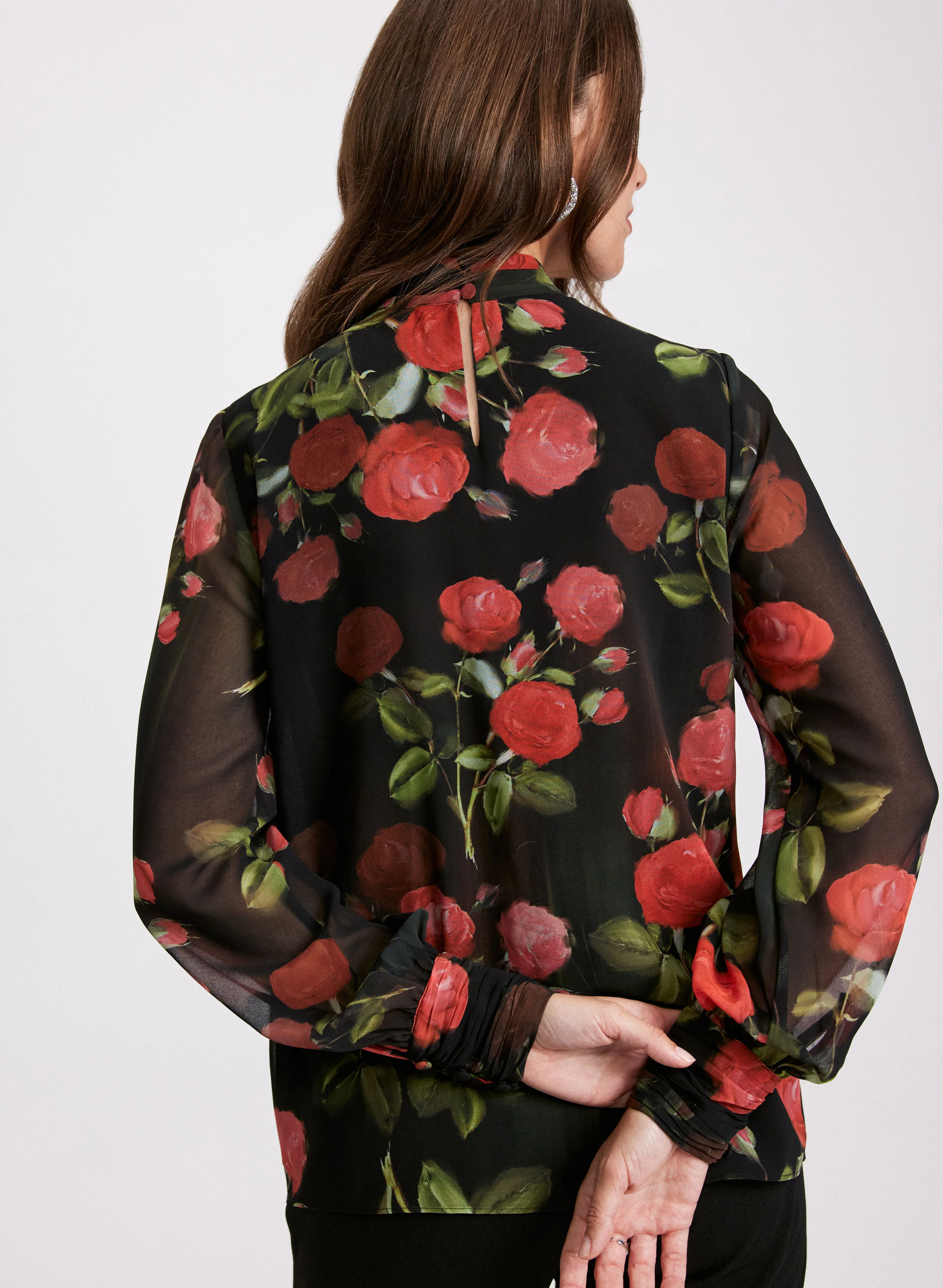 Floral Twist Mock Neck Blouse - Image 3