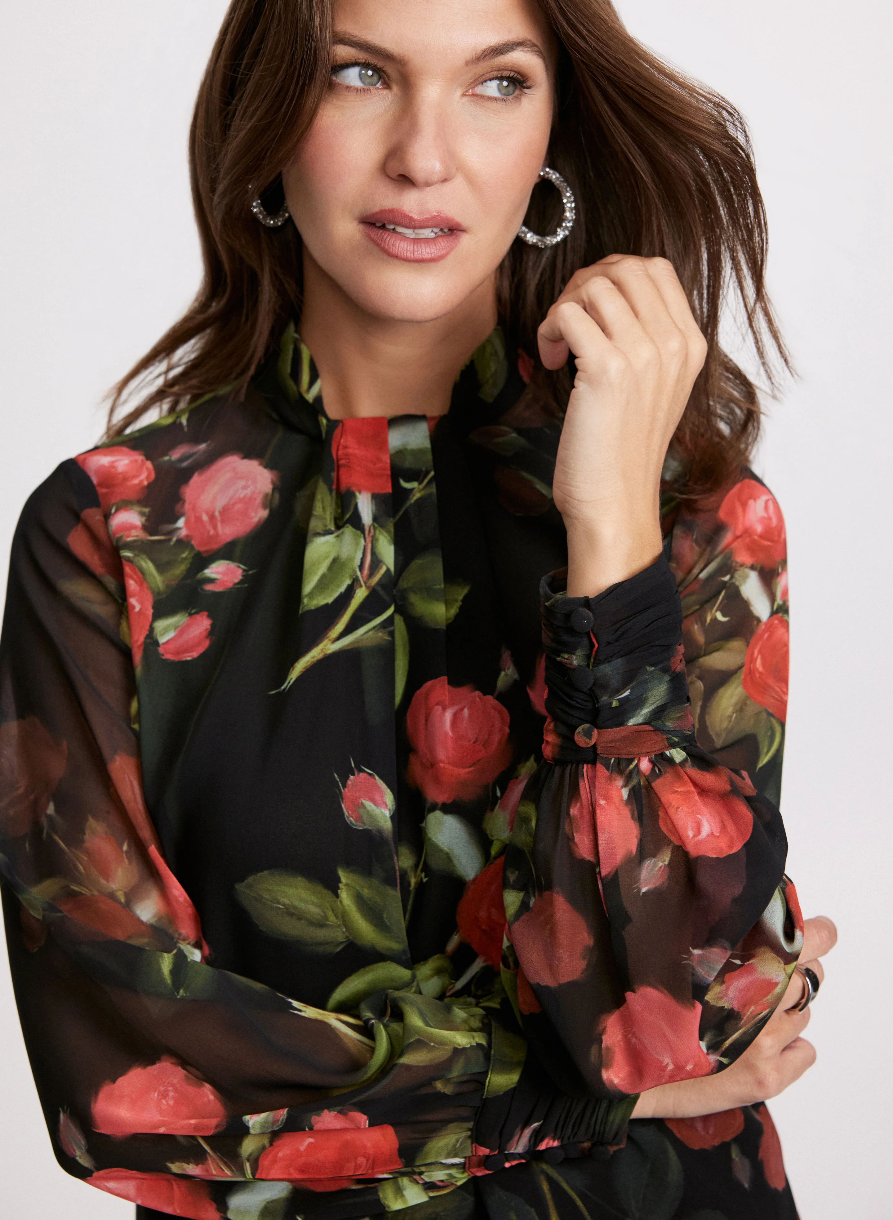 Floral Twist Mock Neck Blouse - Image 4