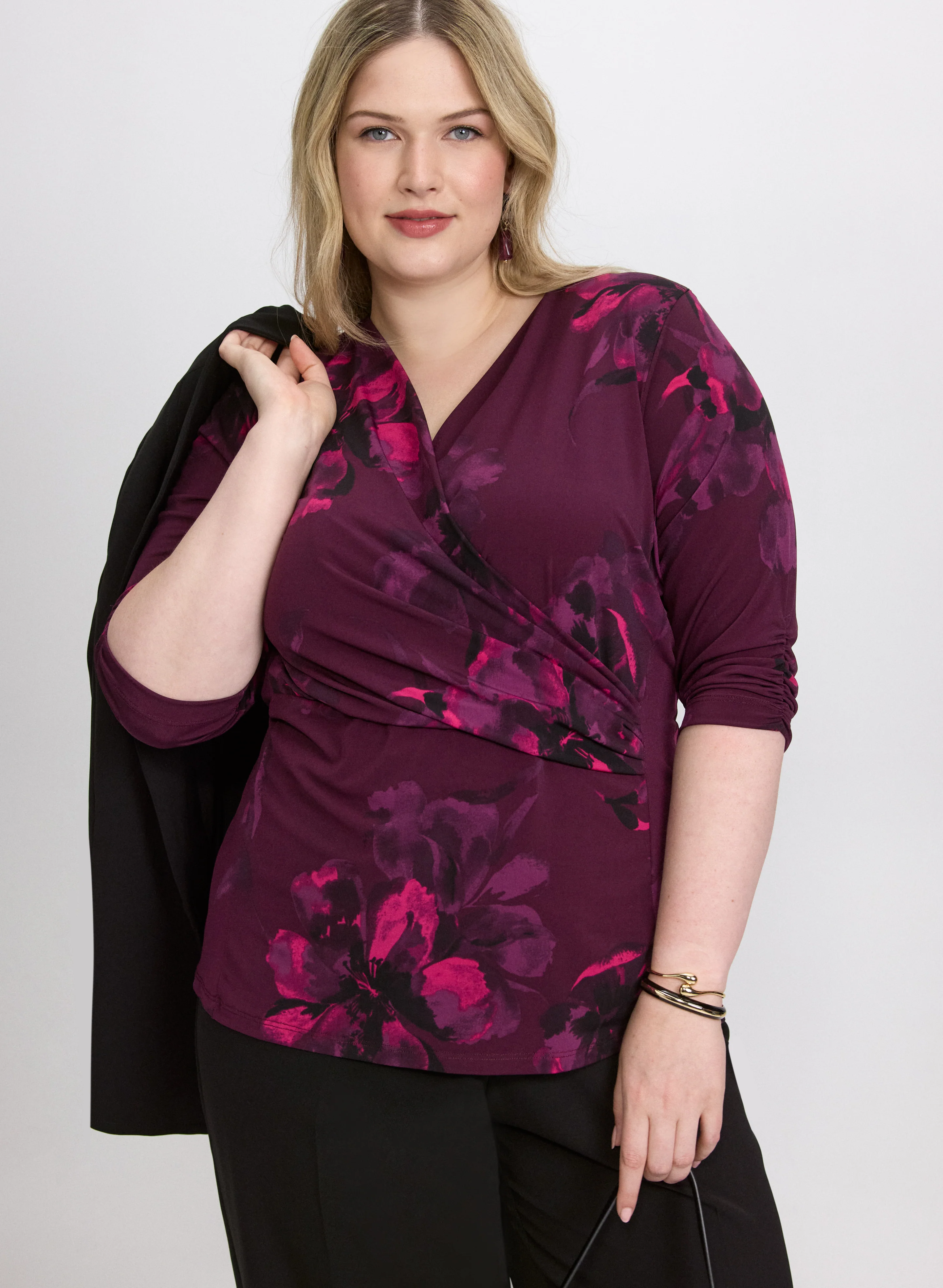 Floral Wrap-Effect Top
