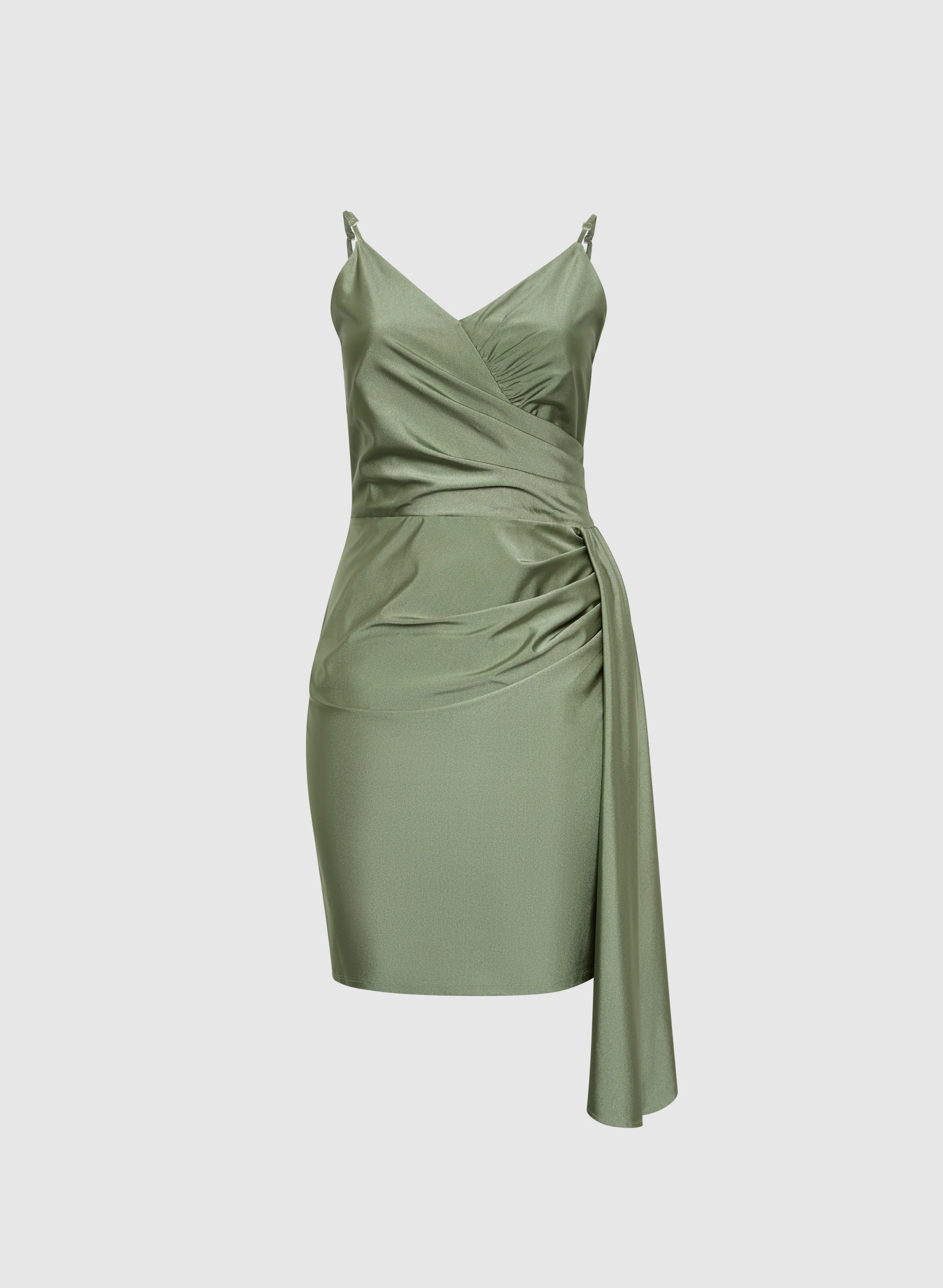 Flounced Front Satin Dress - Image 5