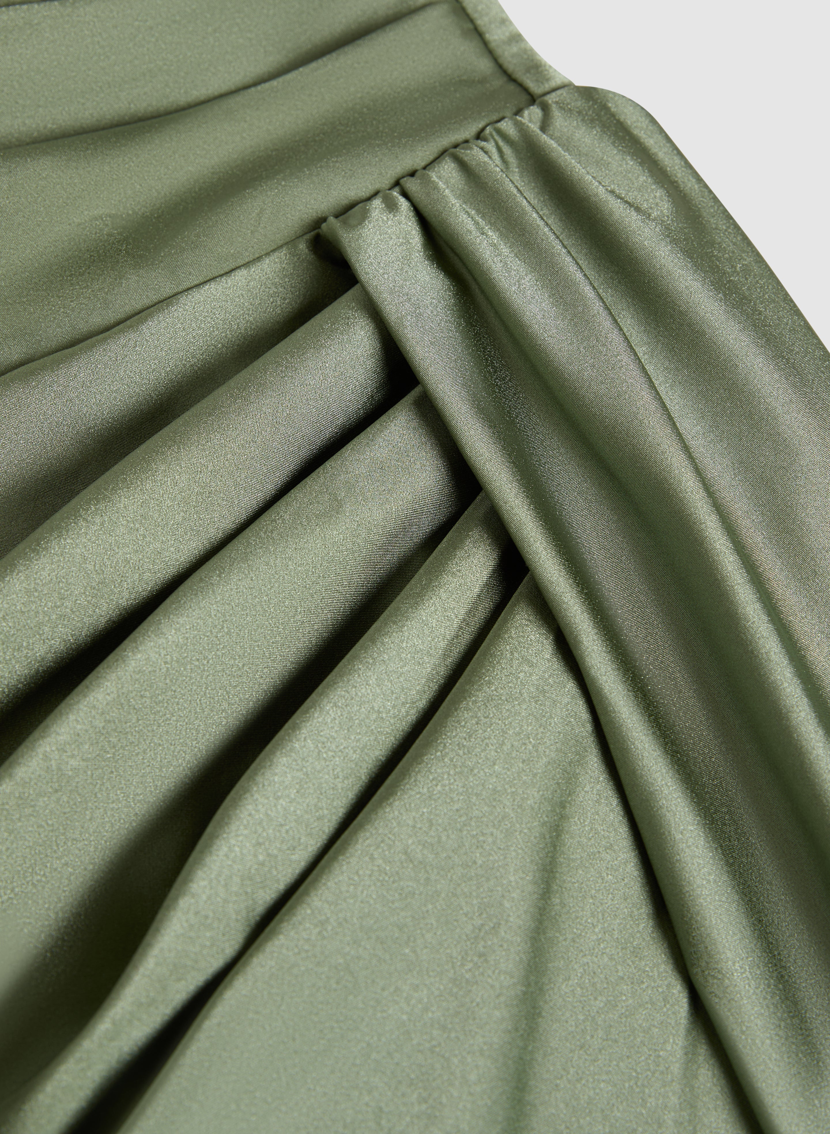 Flounced Front Satin Dress - Image 6