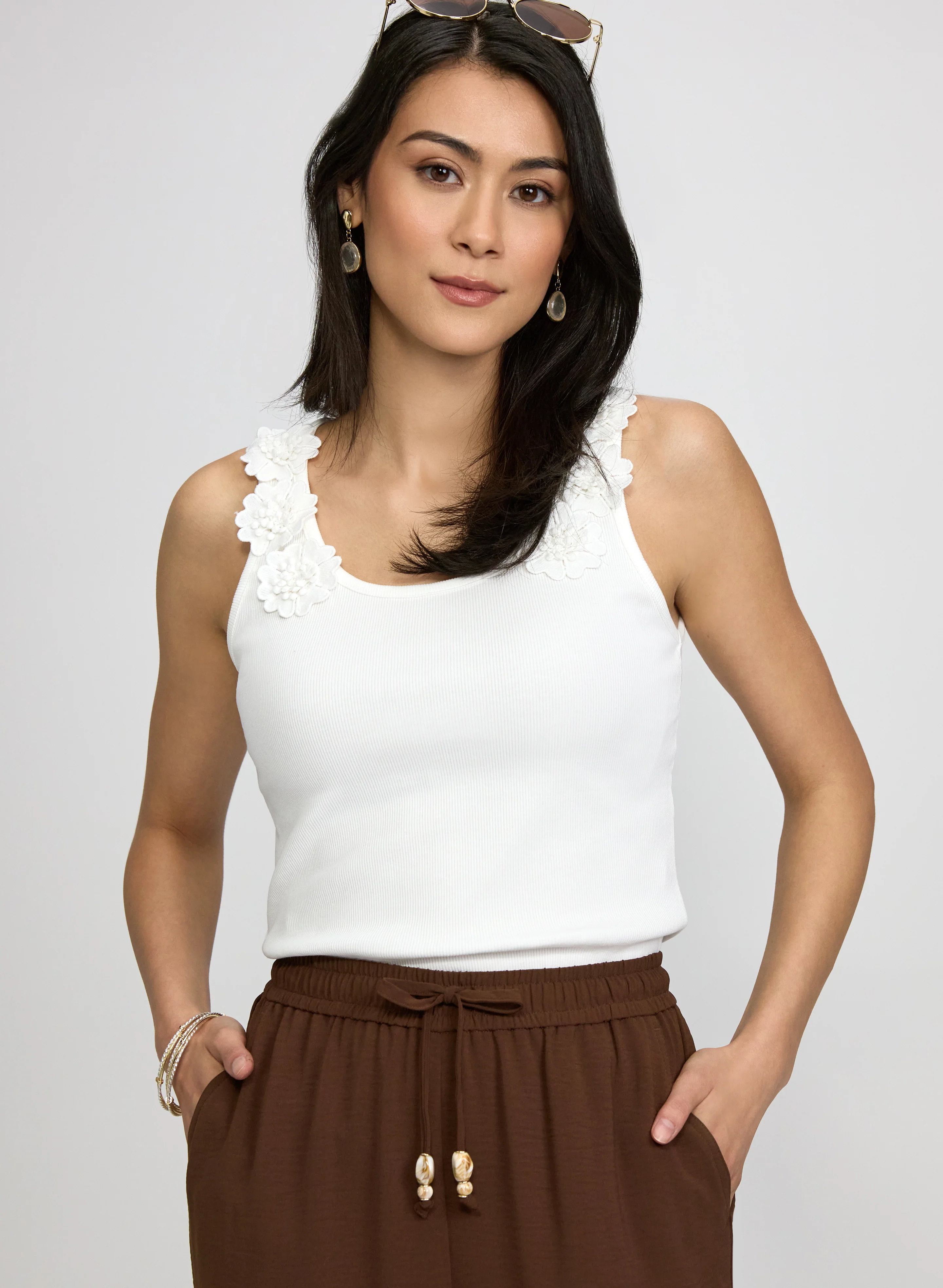 Flower Applique Tank Top
