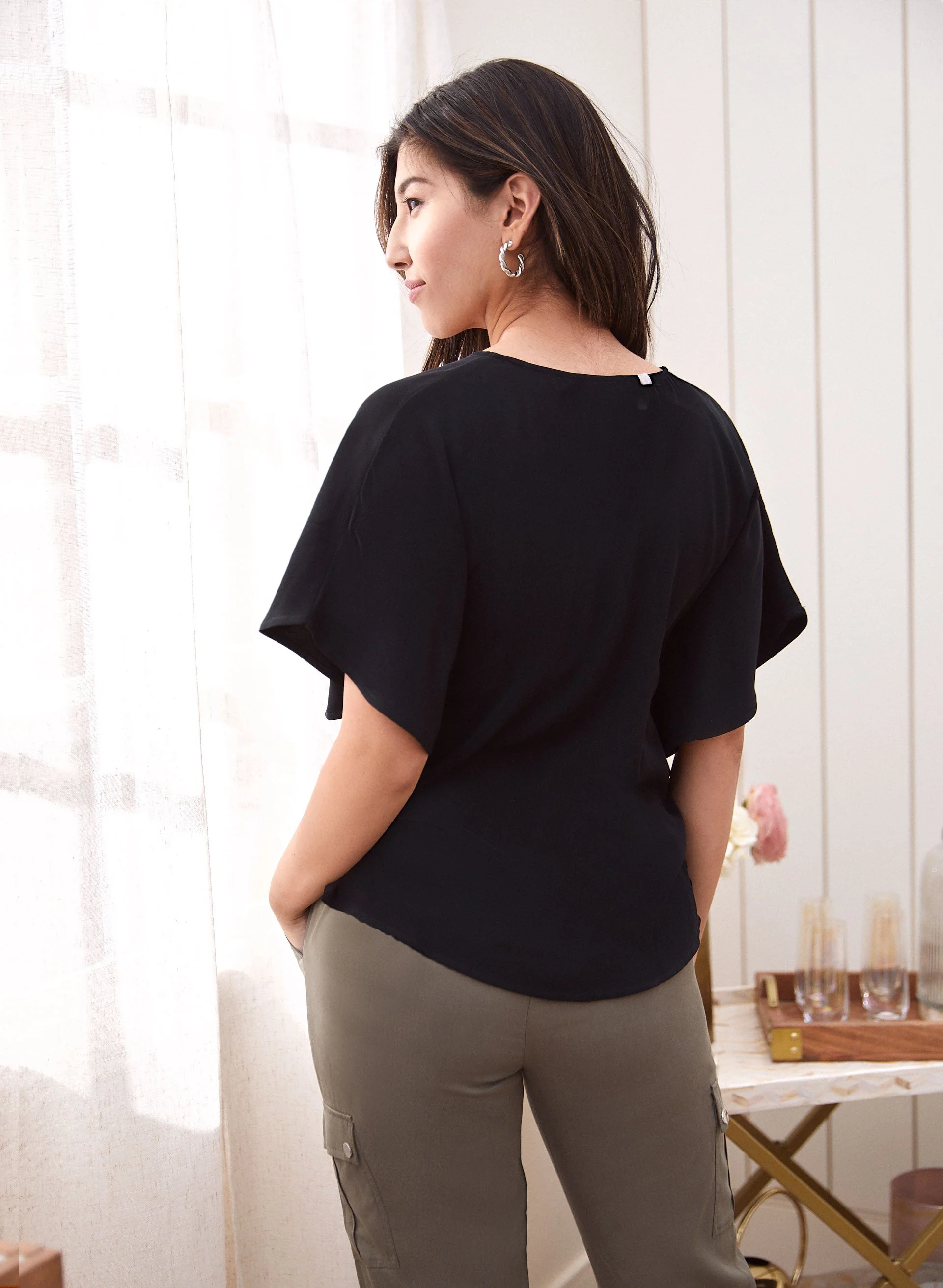 Flutter Detail Poncho Blouse - Image 4