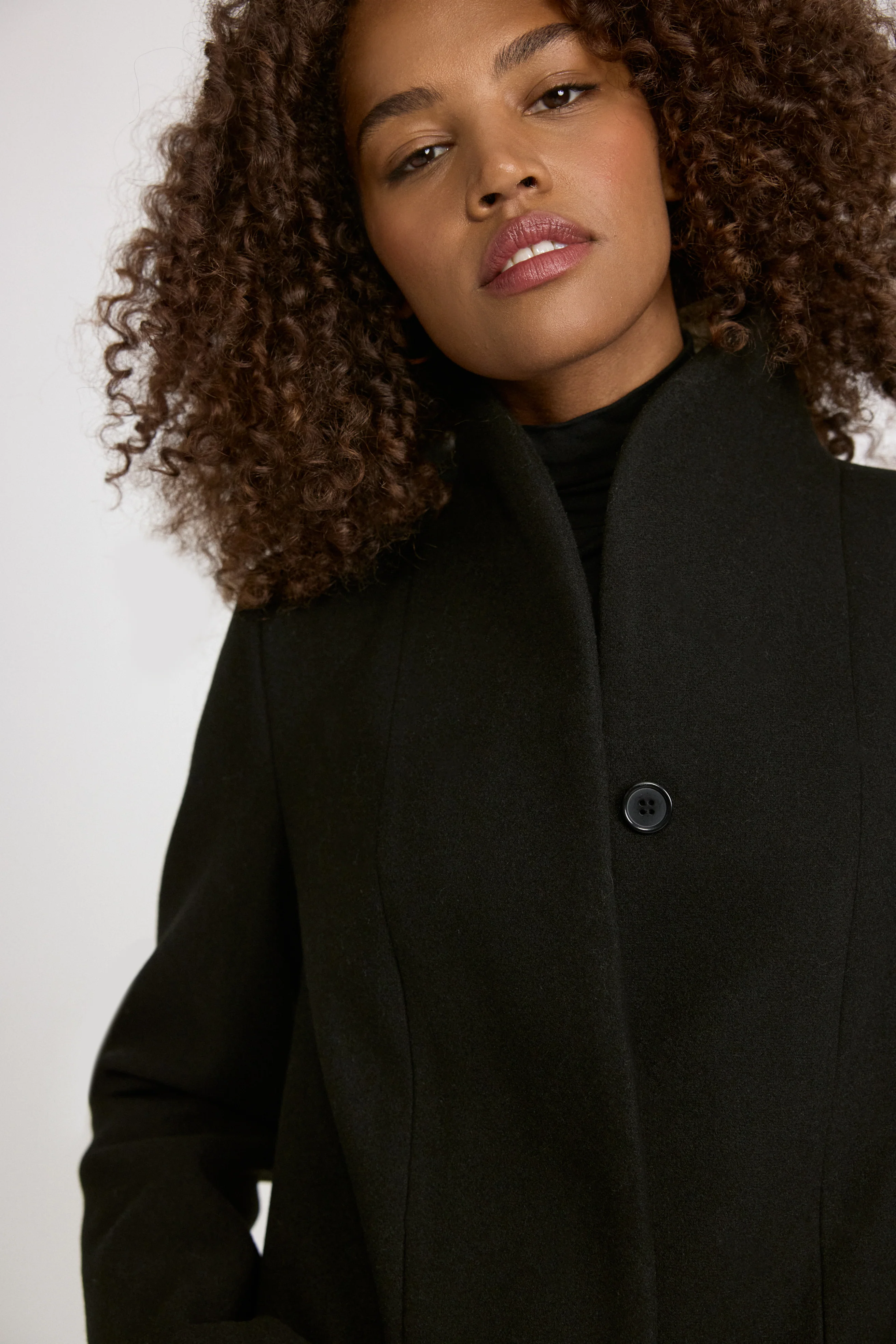 Funnel Neck Wool Coat - Image 2