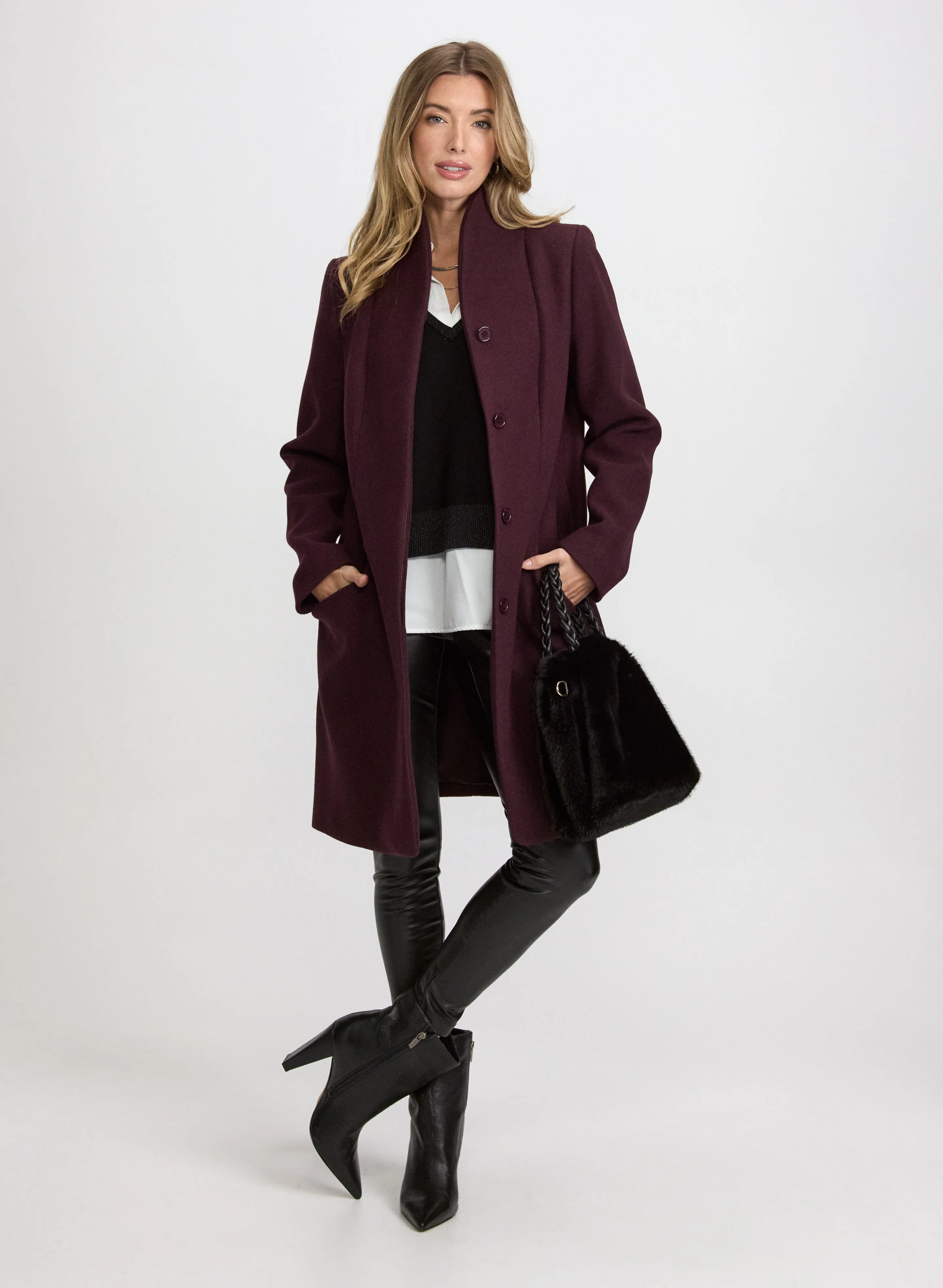 Funnel Neck Wool Coat - Image 2