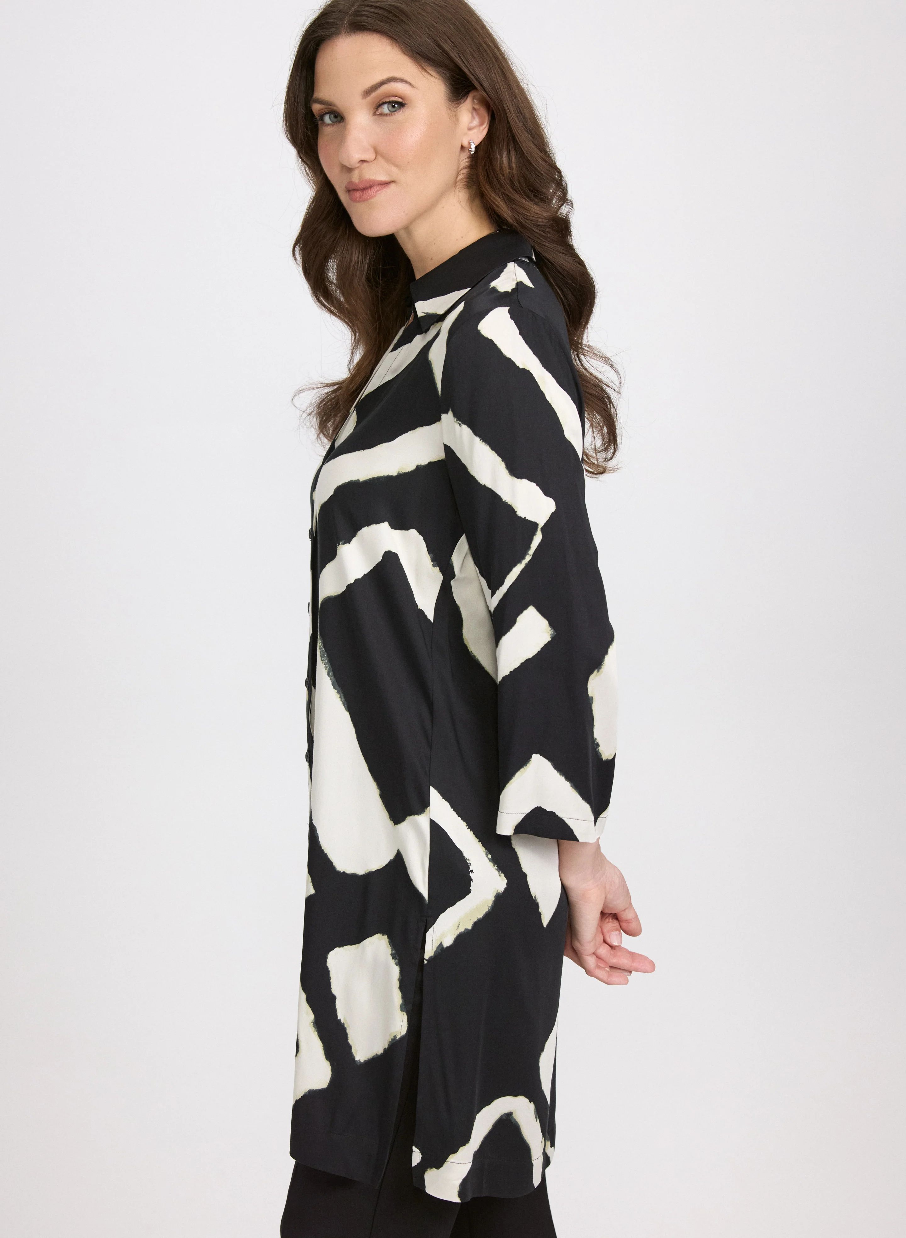 Geometric Button-Down Blouse - Image 5