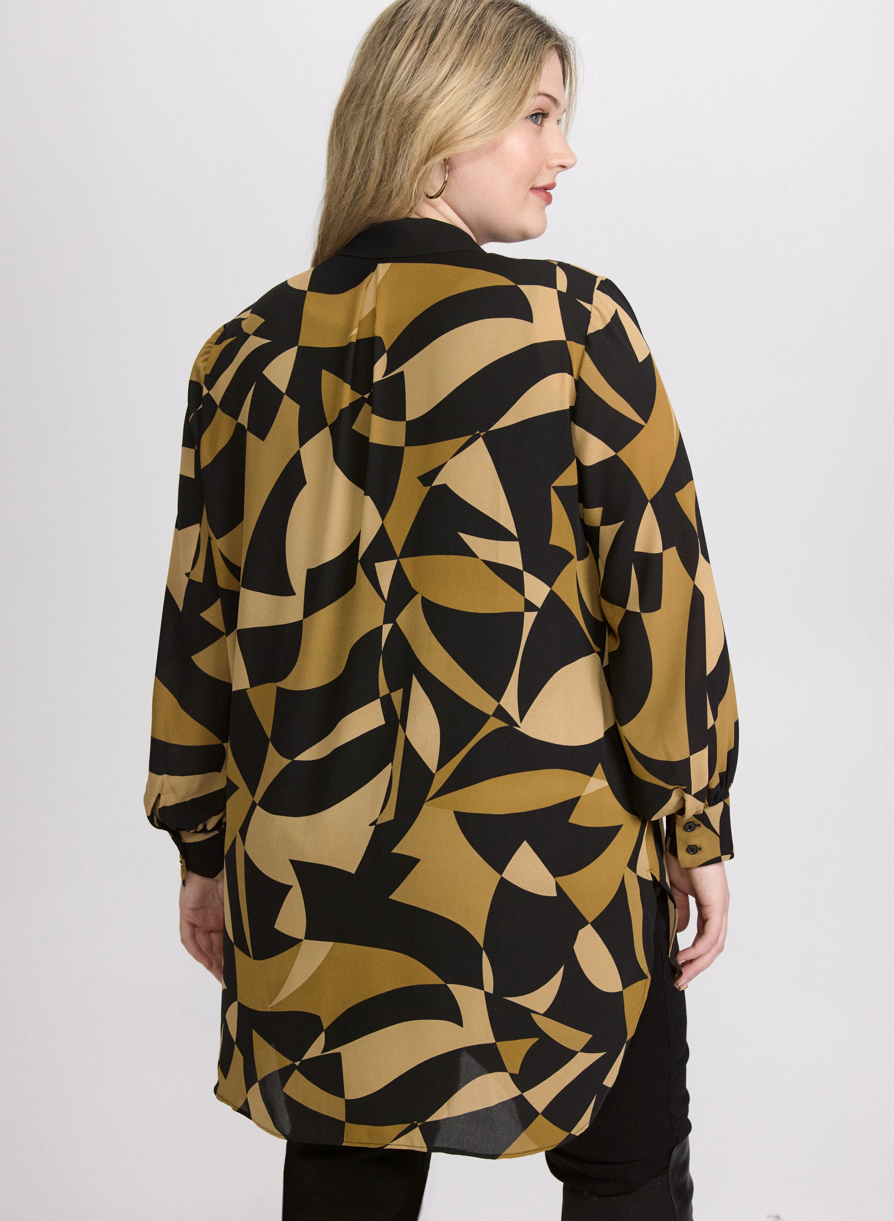 Geometric Button-Down Blouse - Image 4