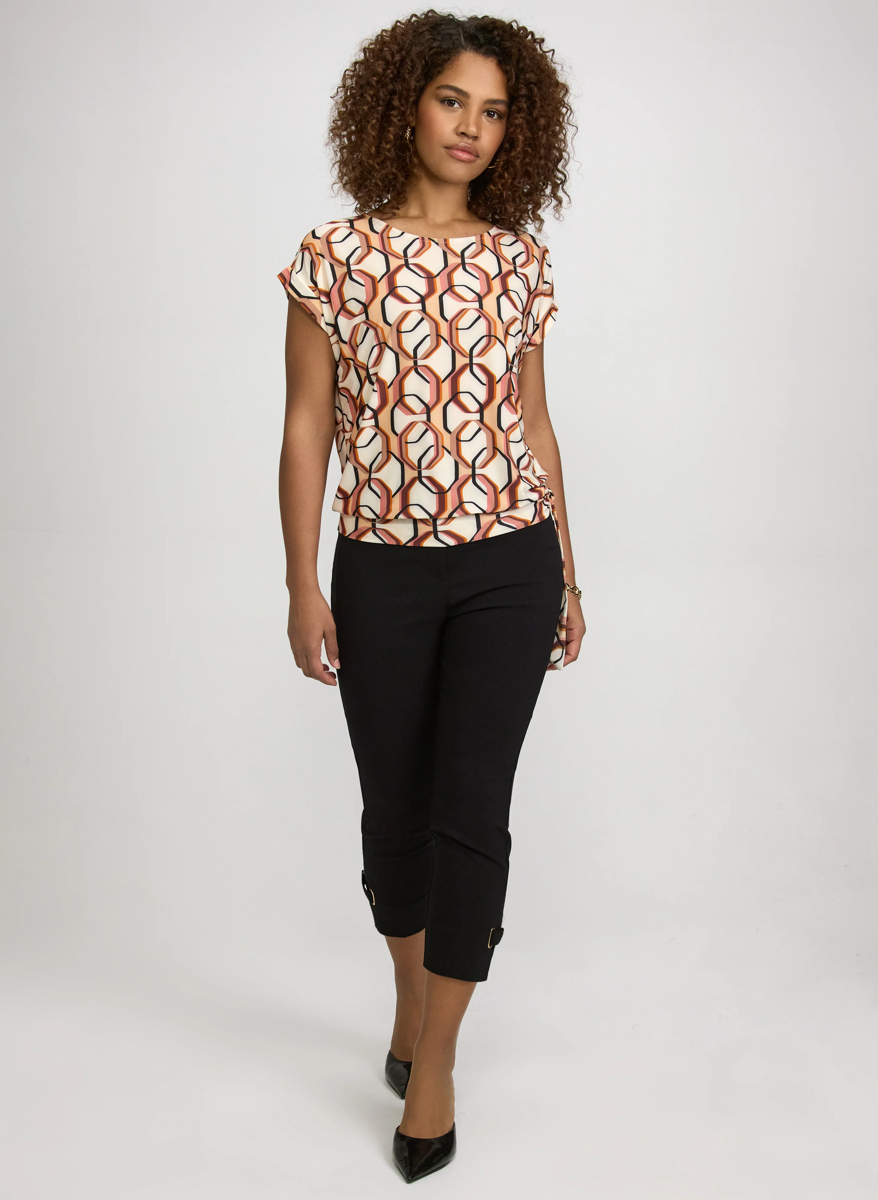 Geometric Cap Sleeve Top - Image 3