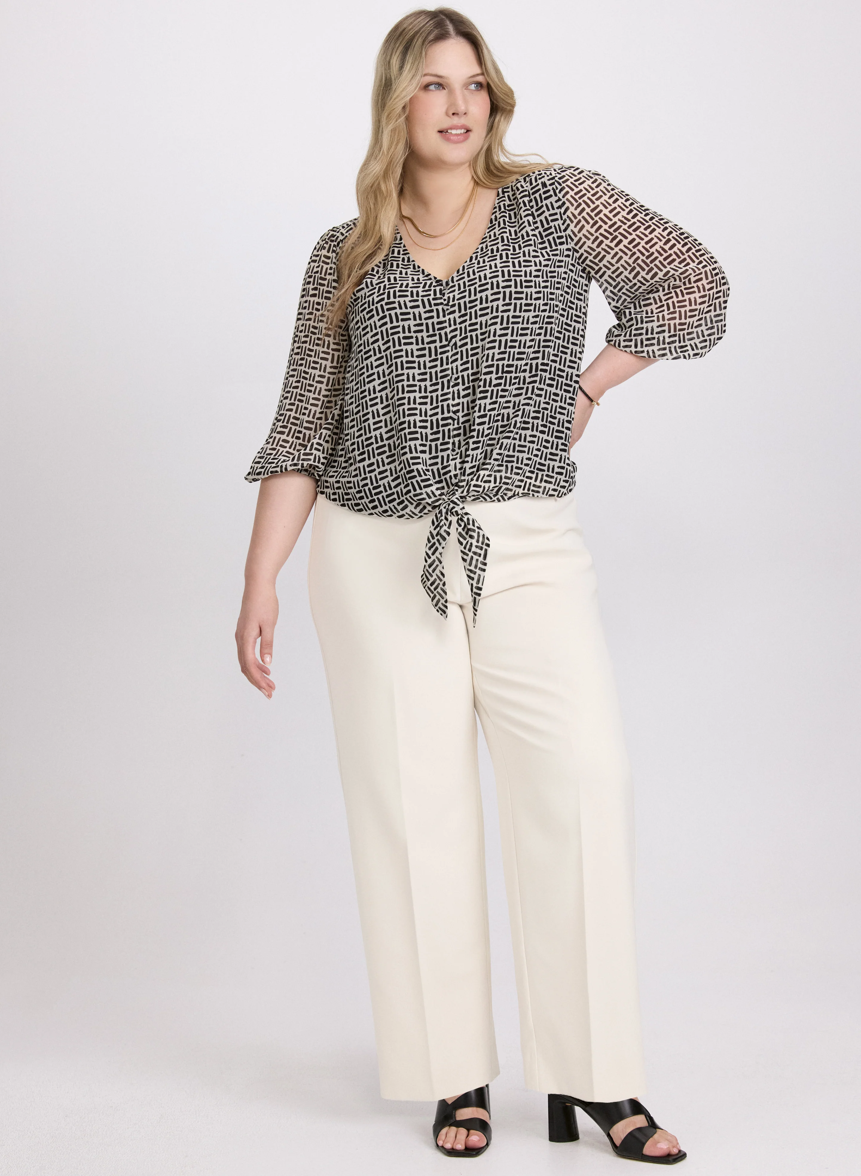 Geometric Chiffon Blouse - Image 3