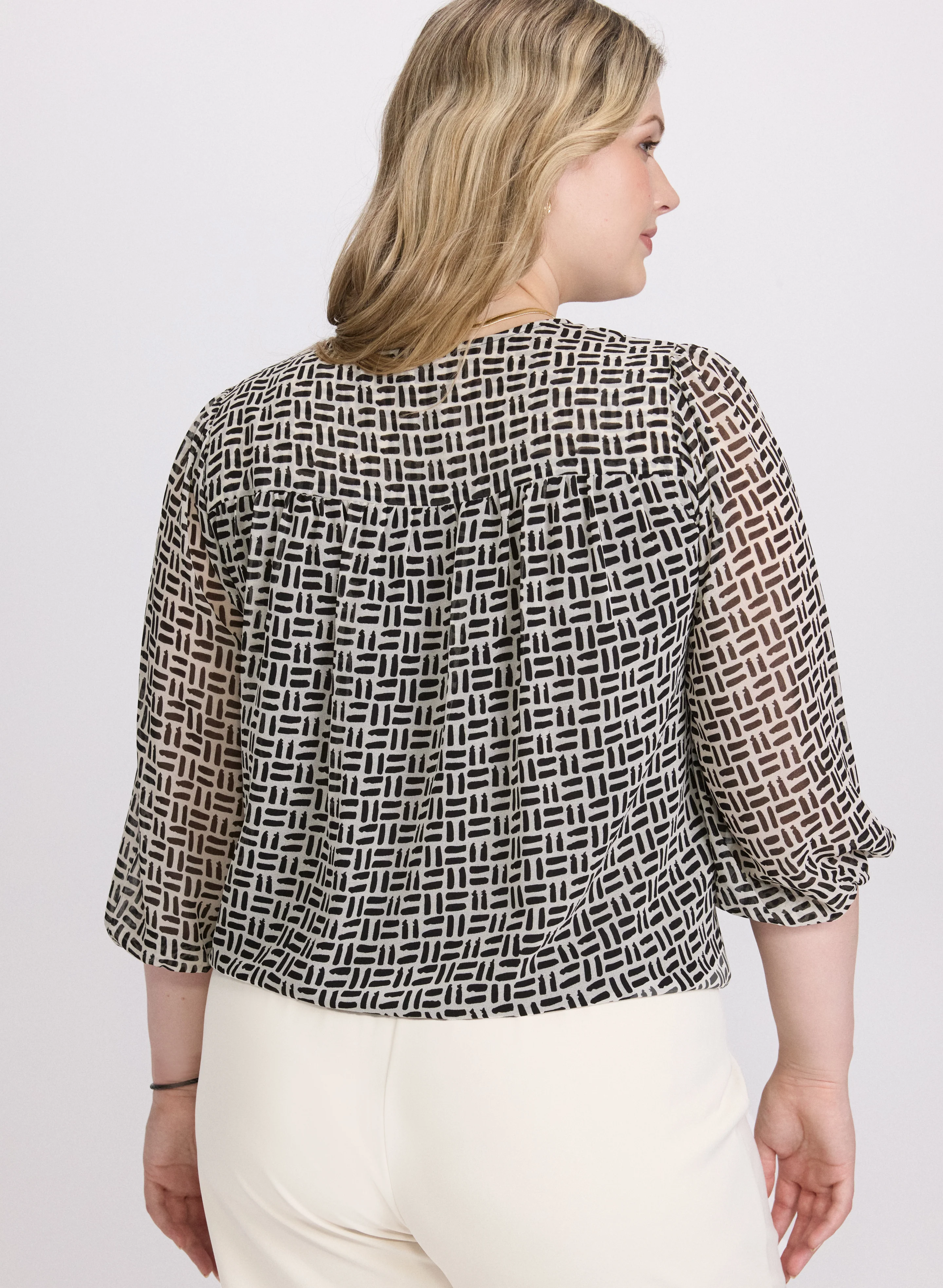 Geometric Chiffon Blouse - Image 4