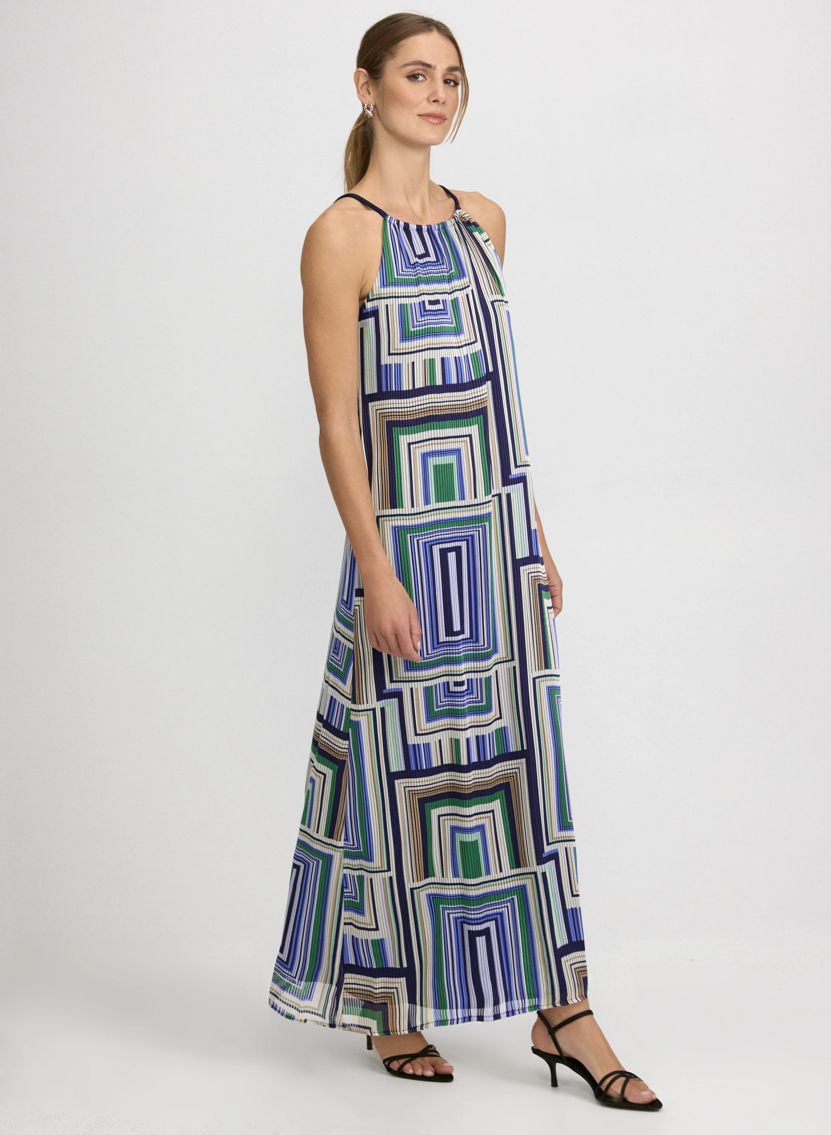 Geometric Halter Neck Dress