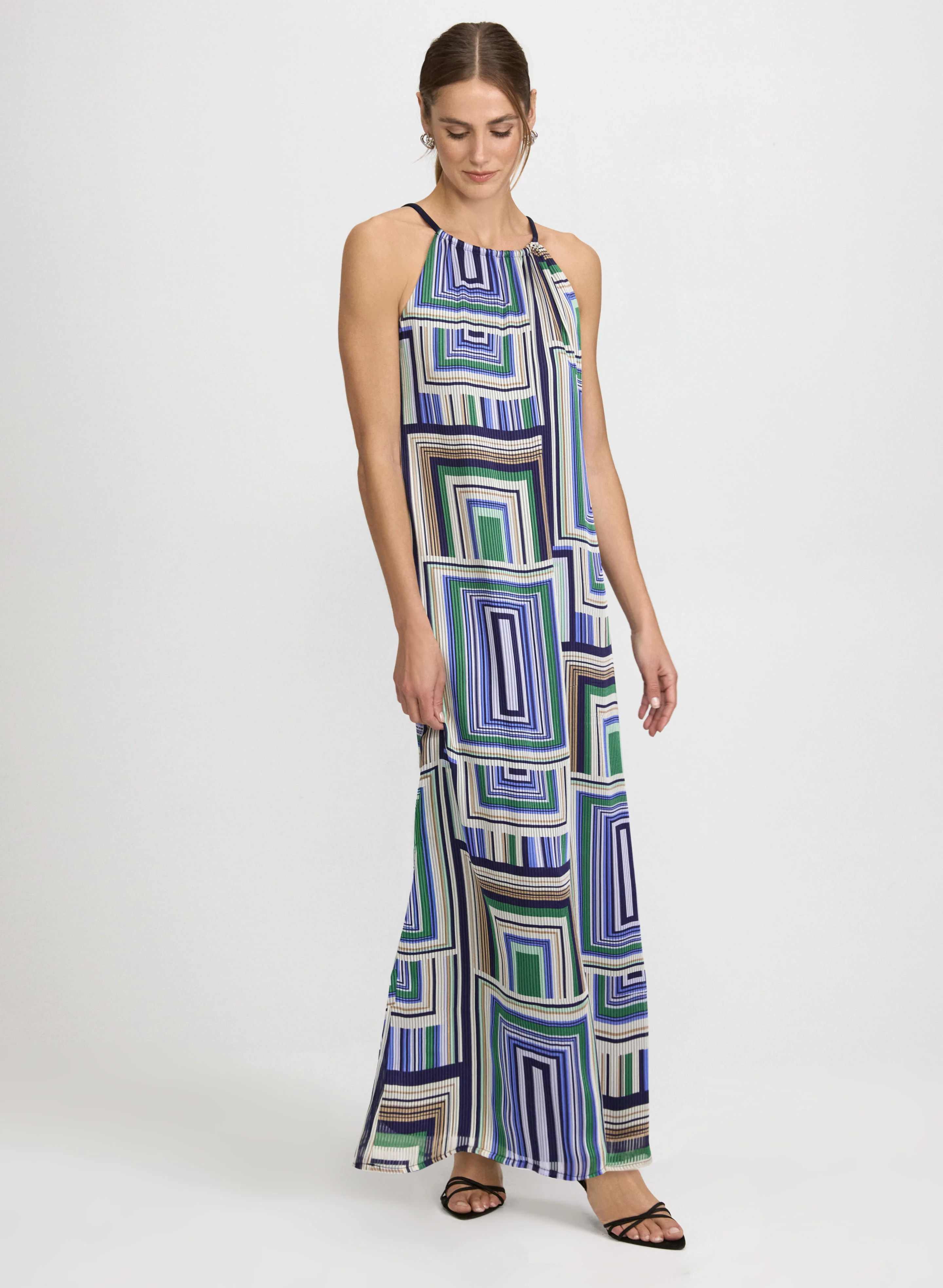 Geometric Halter Neck Dress - Image 3