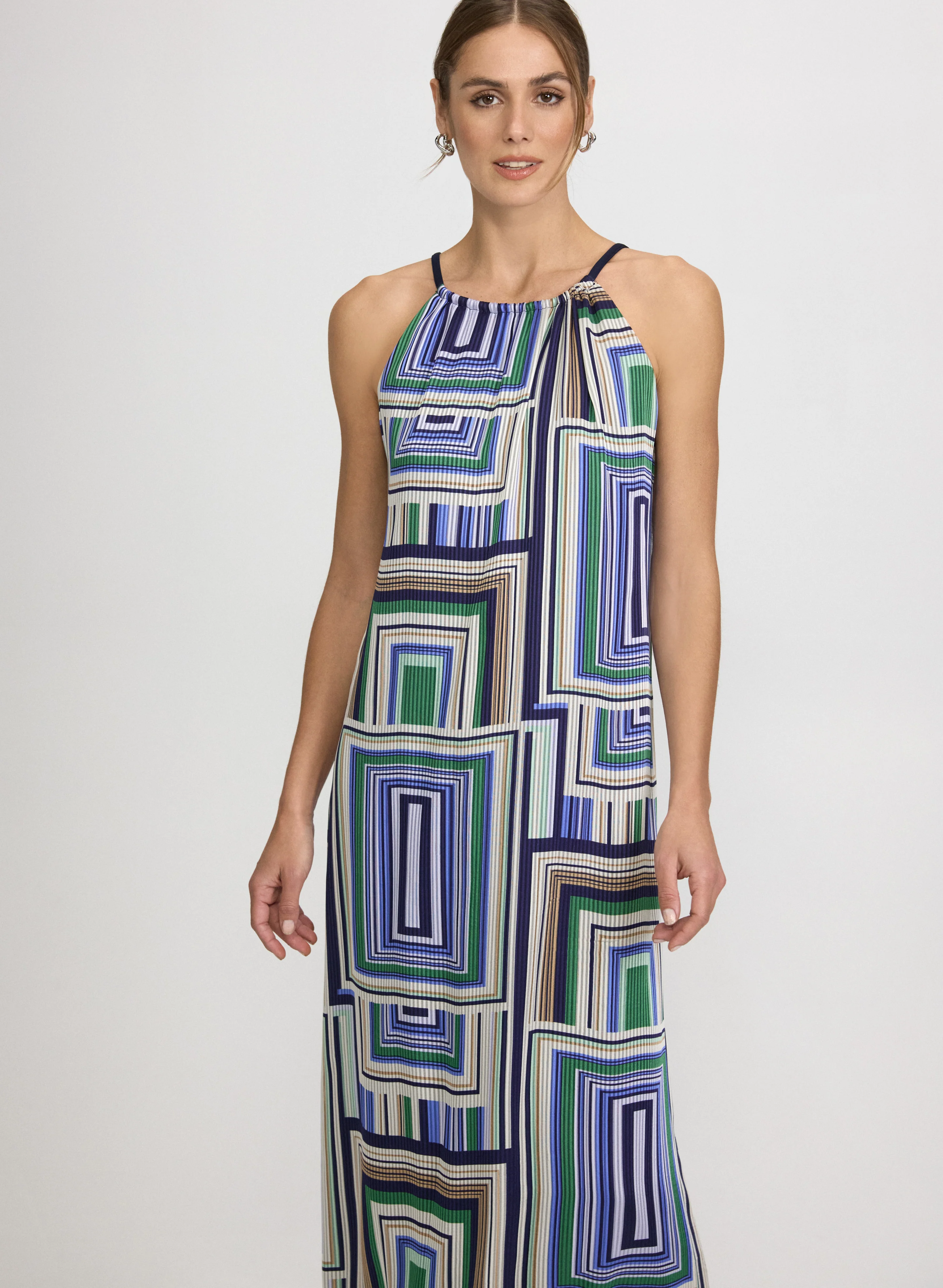 Geometric Halter Neck Dress - Image 4