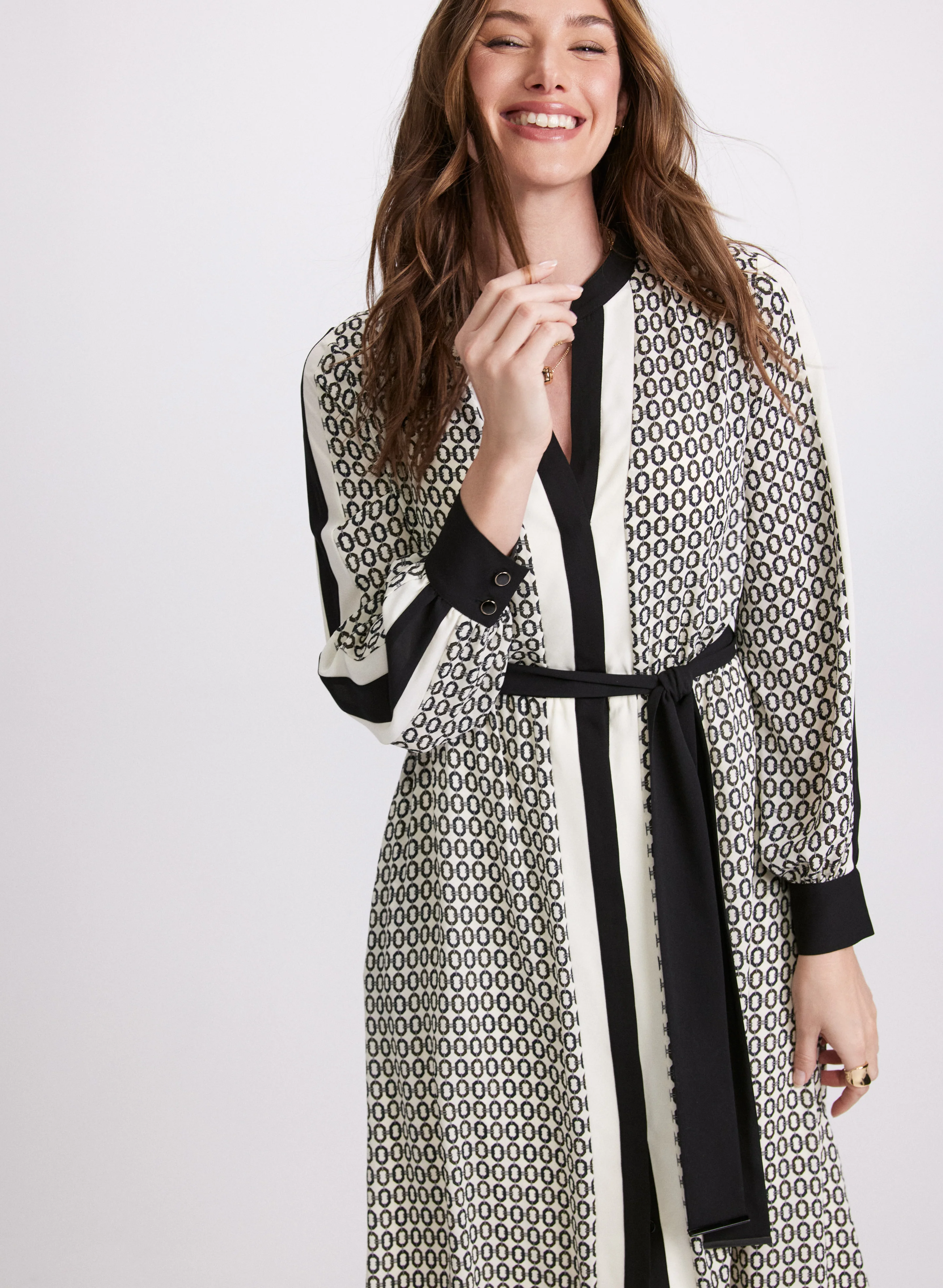 Contrast Geometric Print Dress - Image 7