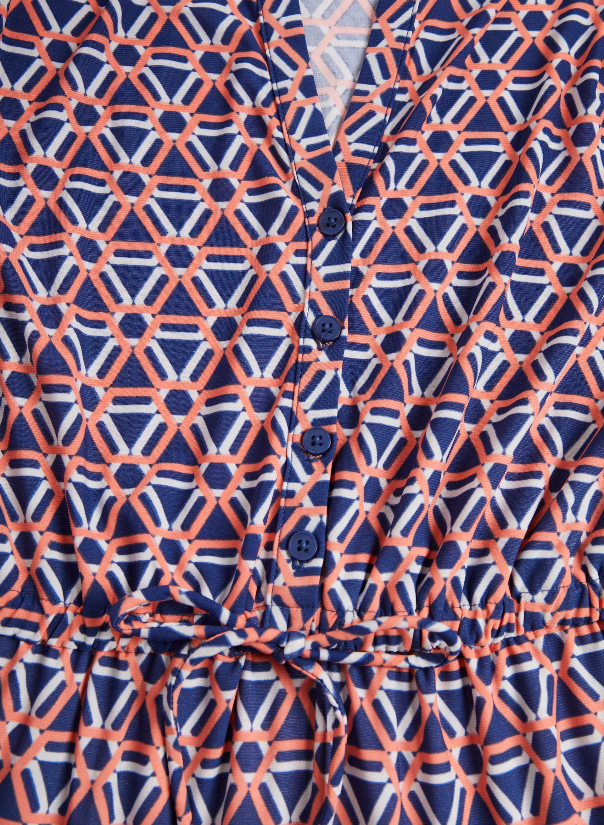Geometric Print Tiered Midi Dress - Image 7