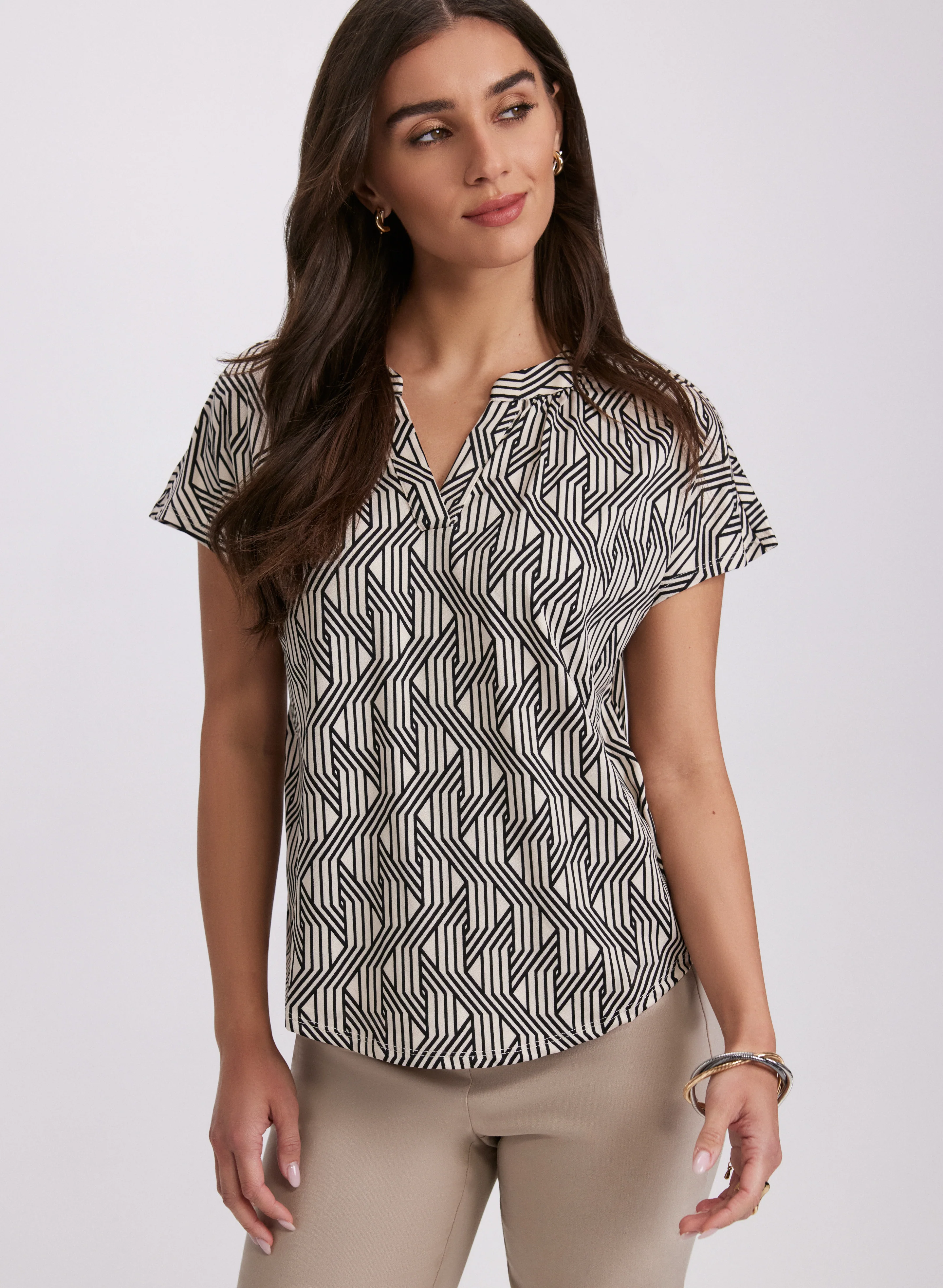 Geometric Print Top - Image 2