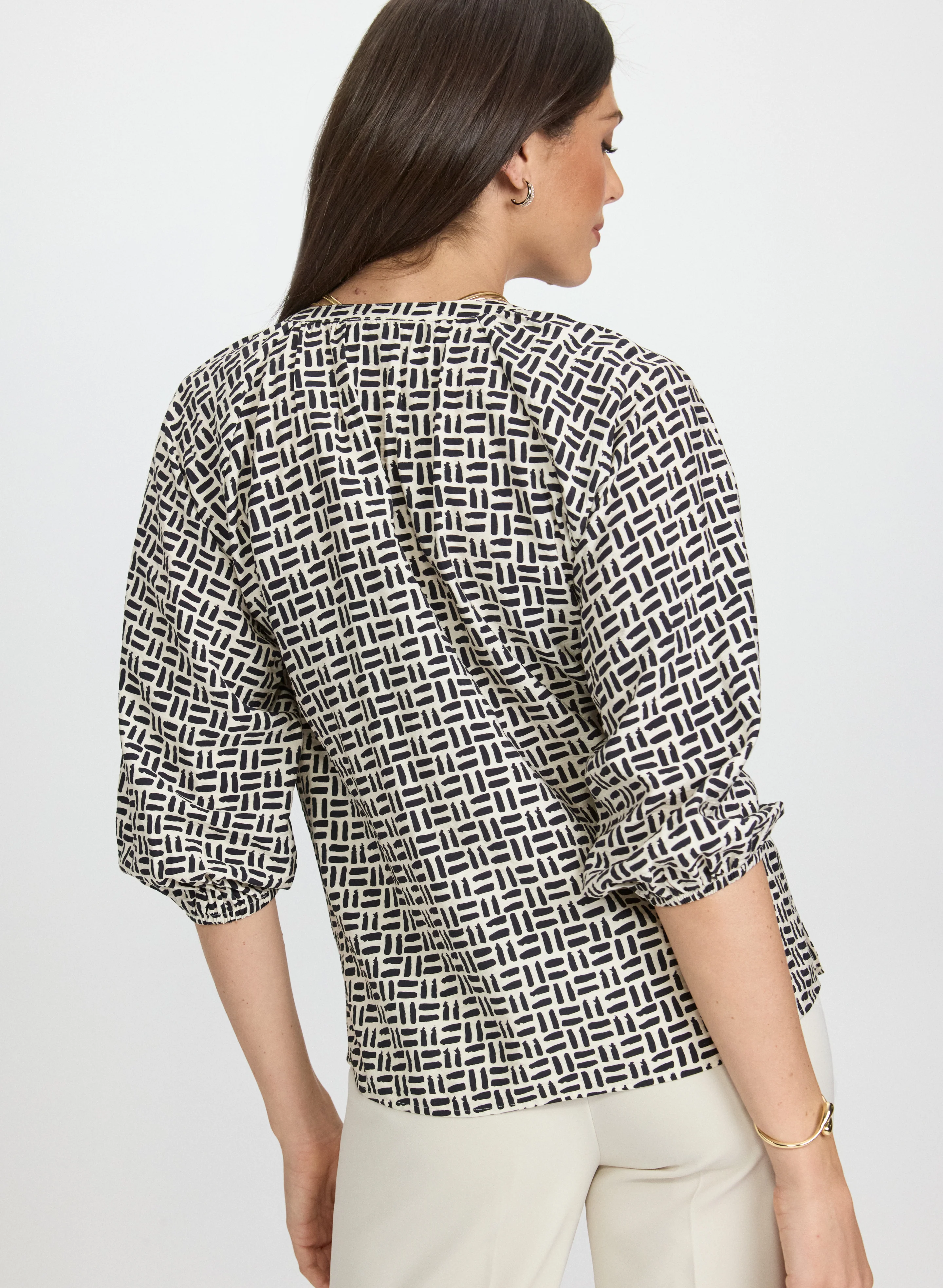 Geometric Zip Front Blouse - Image 4