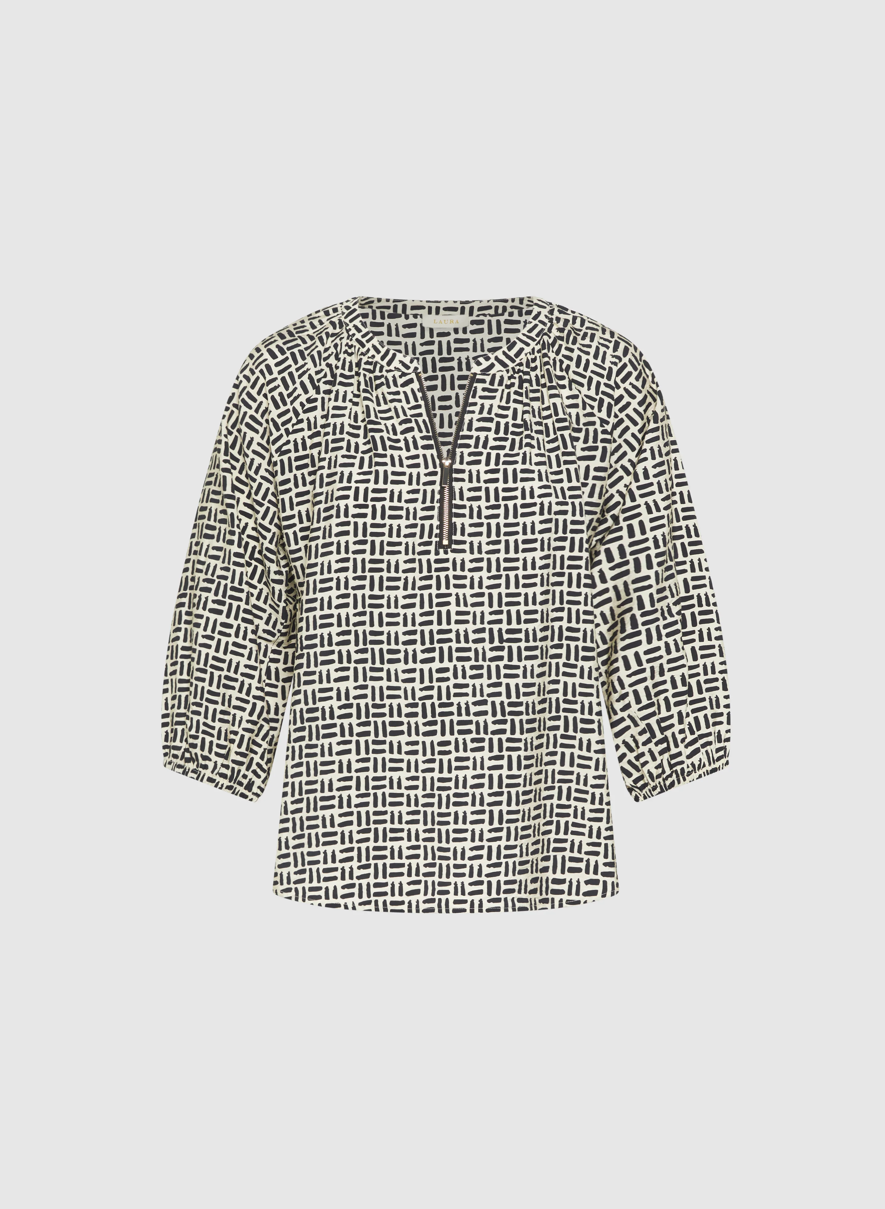 Geometric Zip Front Blouse - Image 6