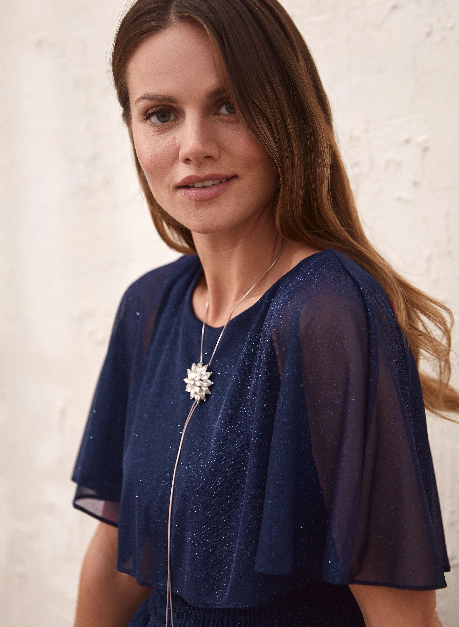 Glitter Chiffon Capelet Dress - Image 2