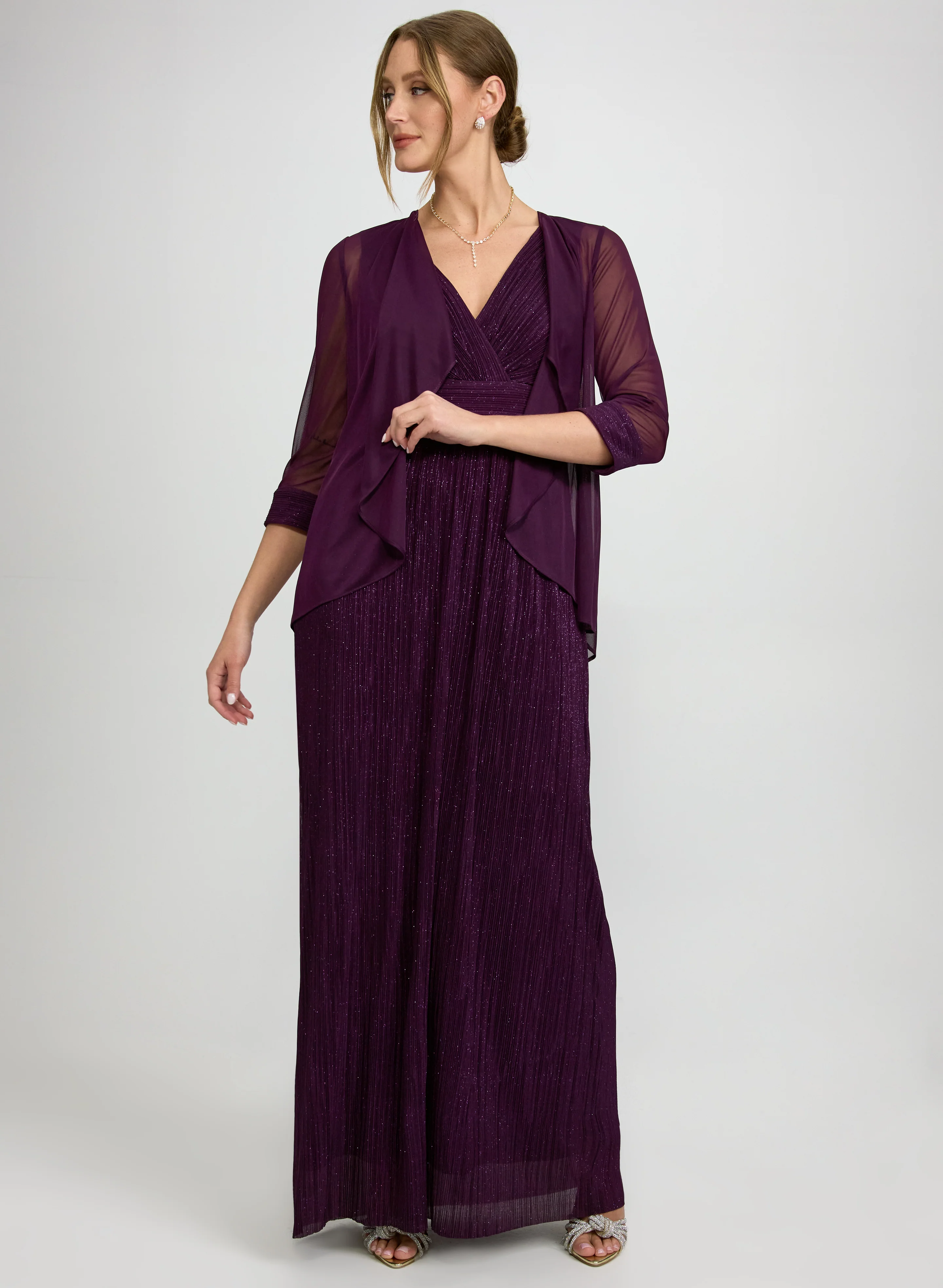 Glitter Dress & Chiffon Jacket Set