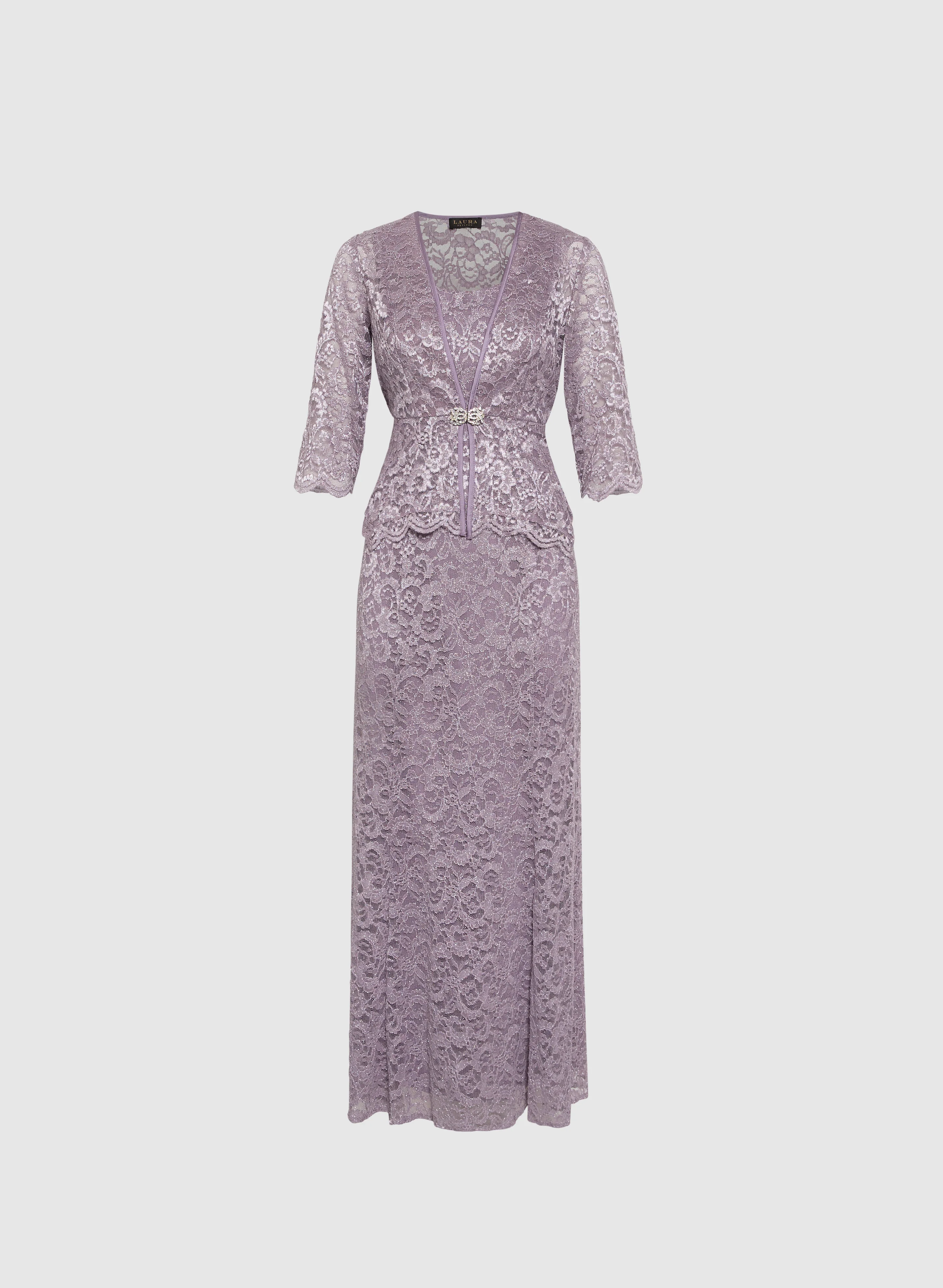 Glitter Lace Dress & Jacket Set - Image 6