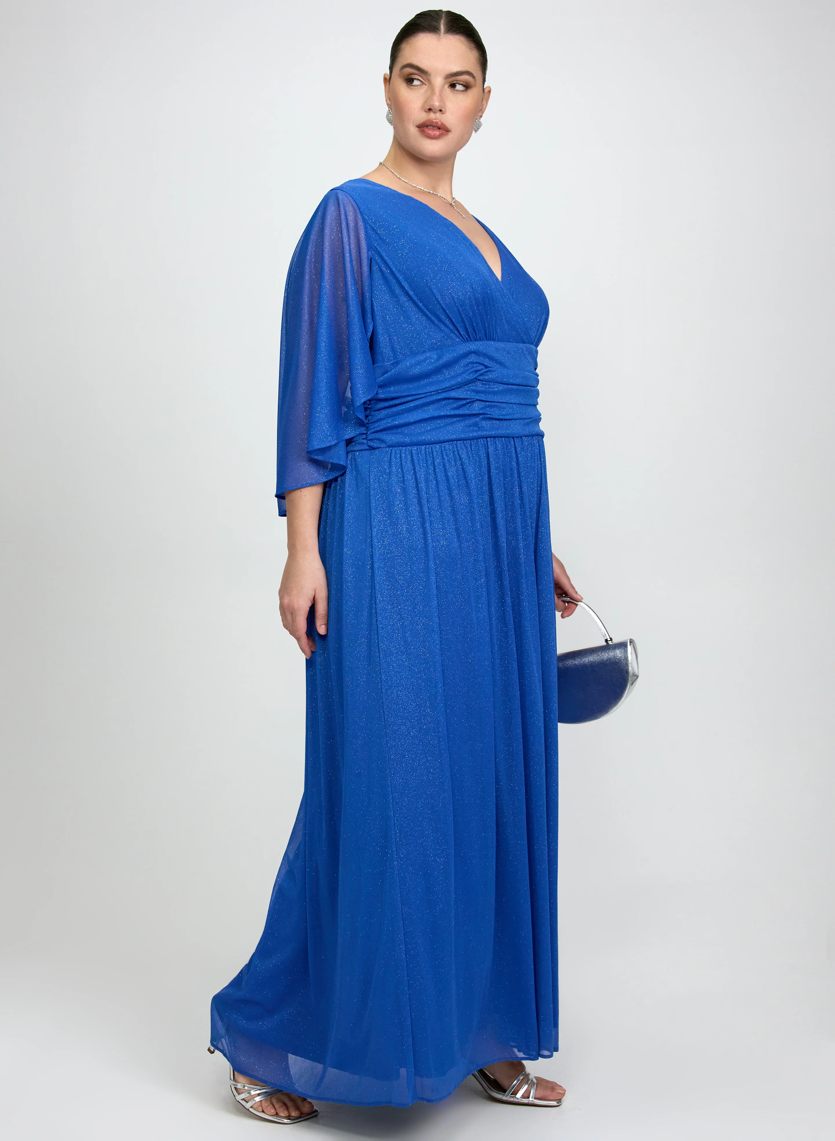 Glitter Mesh Capelet Dress - Image 3