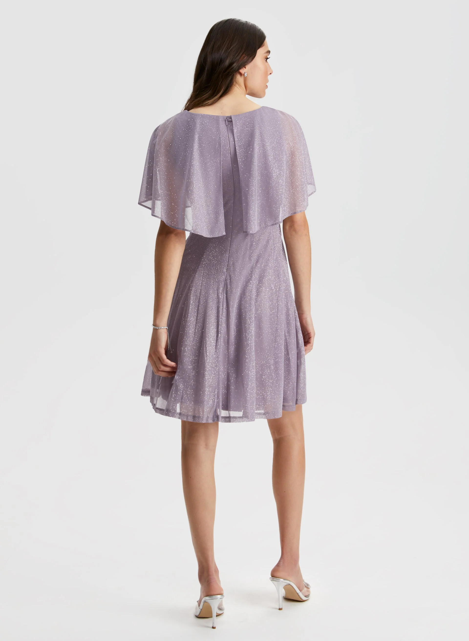 Glitter Mesh Capelet Dress - Image 2