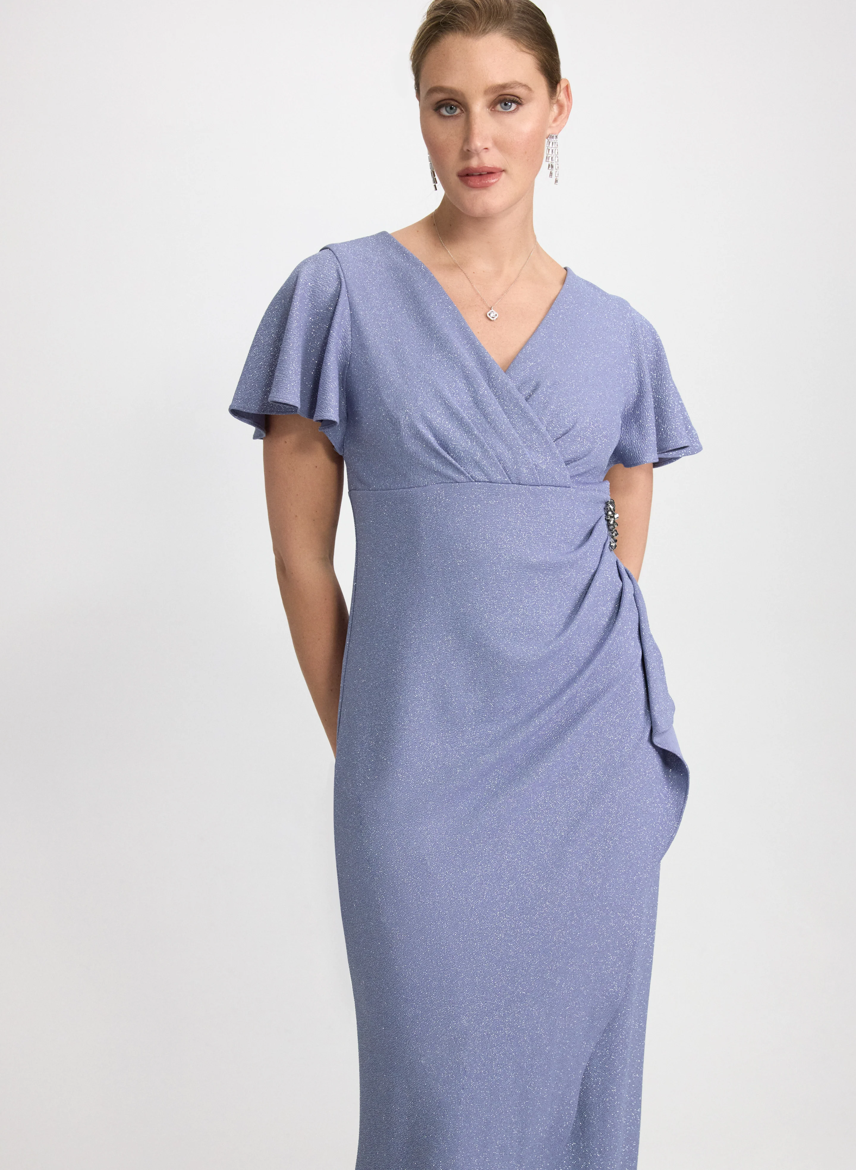 Glitter V-Neck Dress - Image 5