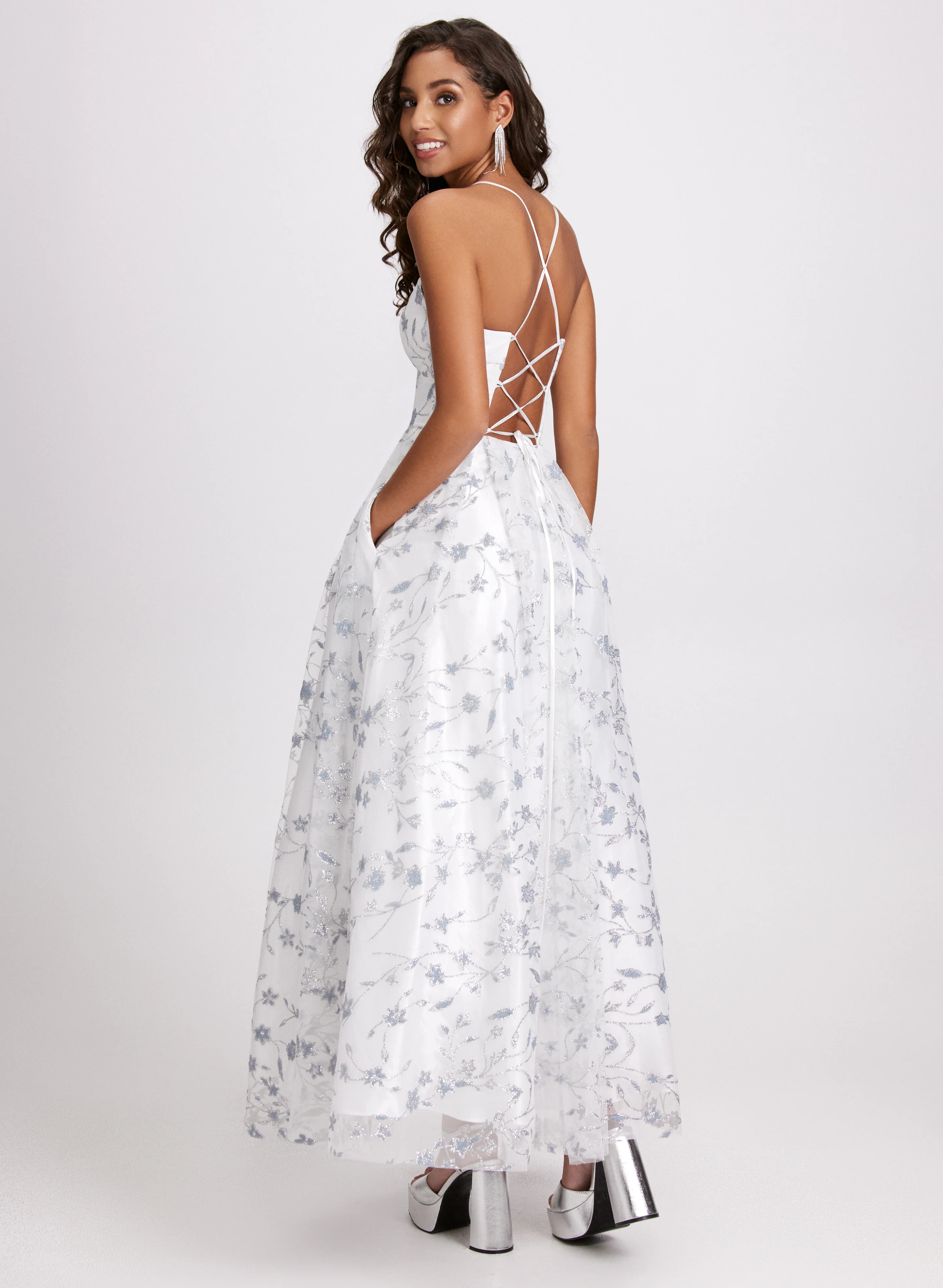 Glittery Floral Tulle Dress - Image 4