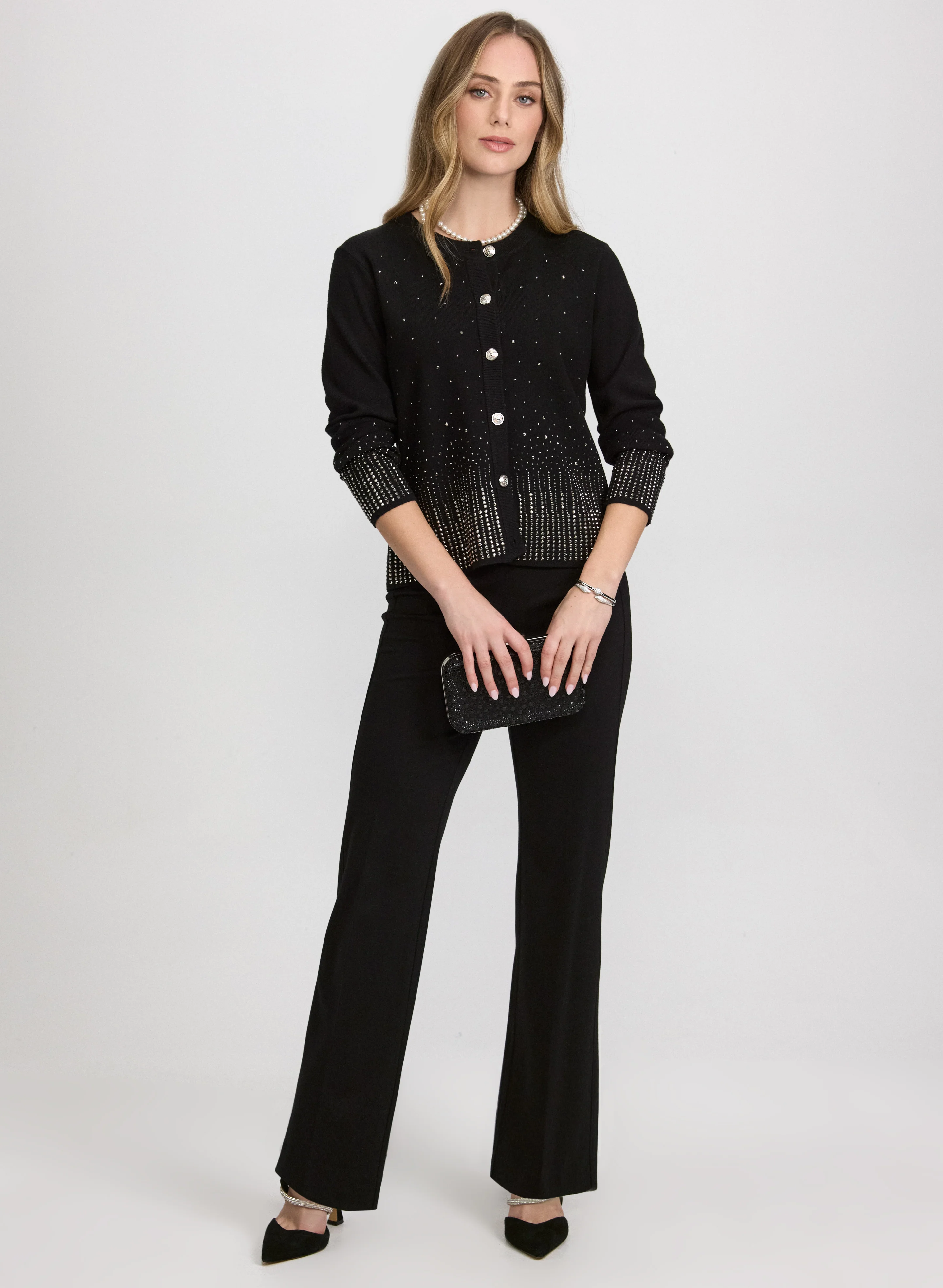 Gradient Rhinestone Embellished Cardigan - Image 3