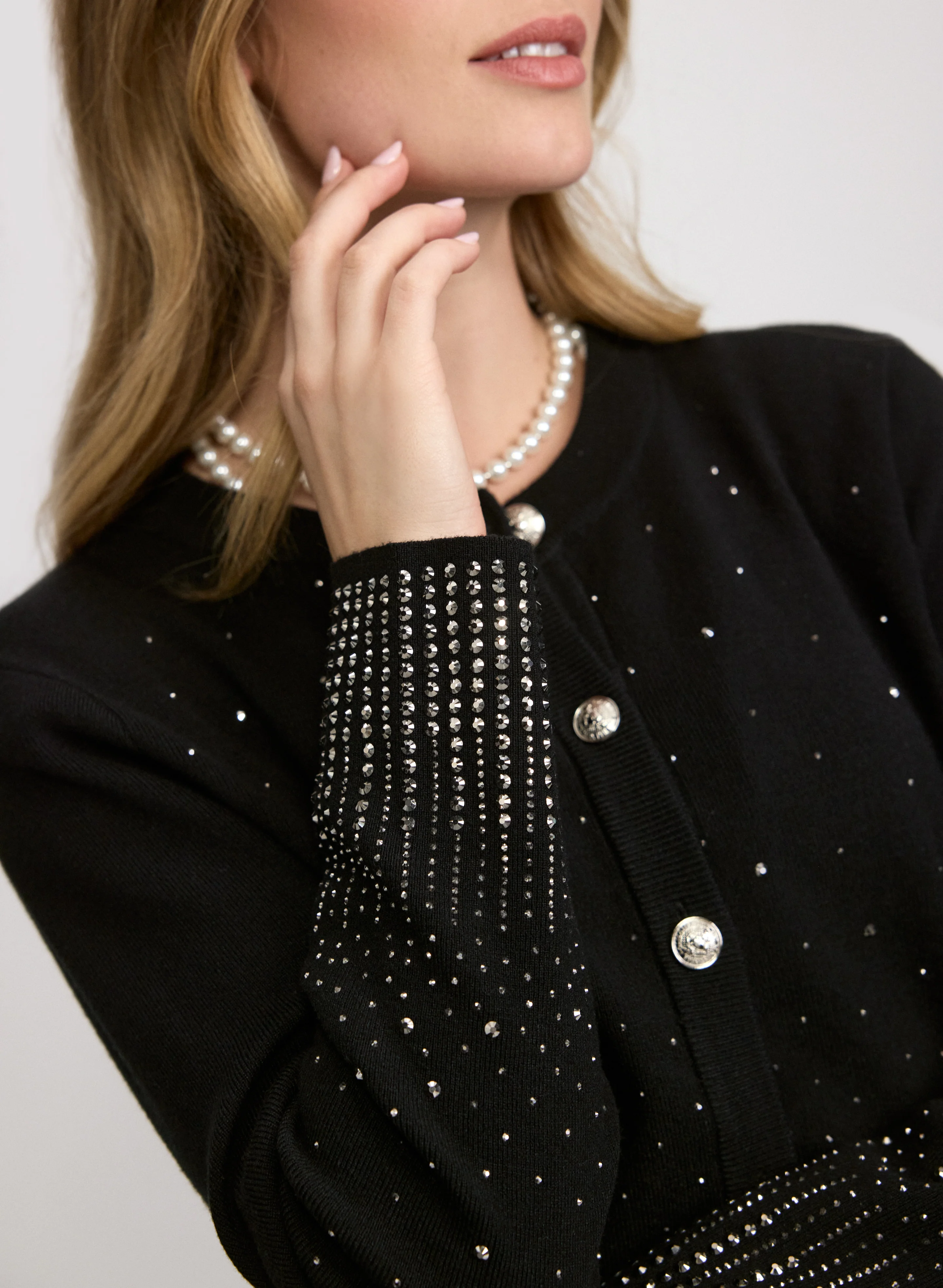 Gradient Rhinestone Embellished Cardigan - Image 5