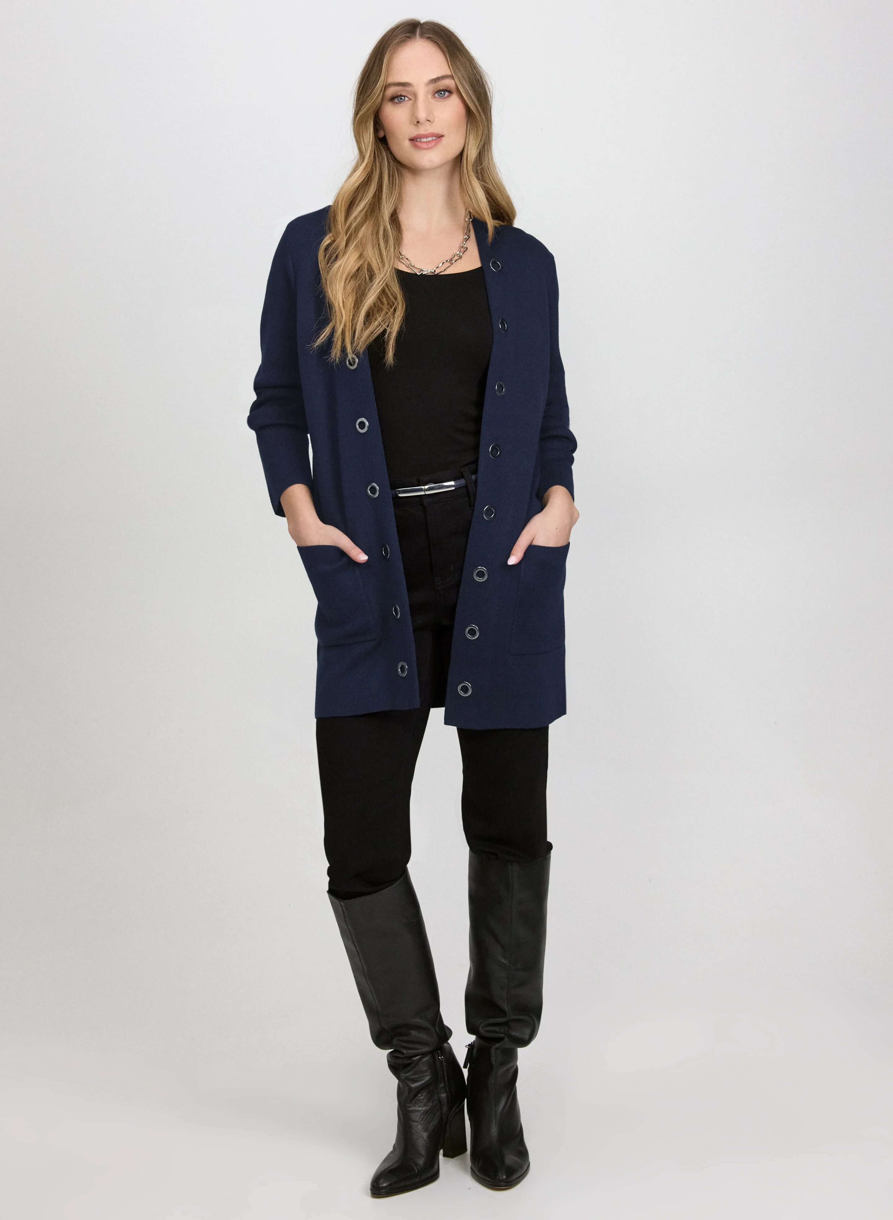 Grommet Detail Cardigan - Image 3