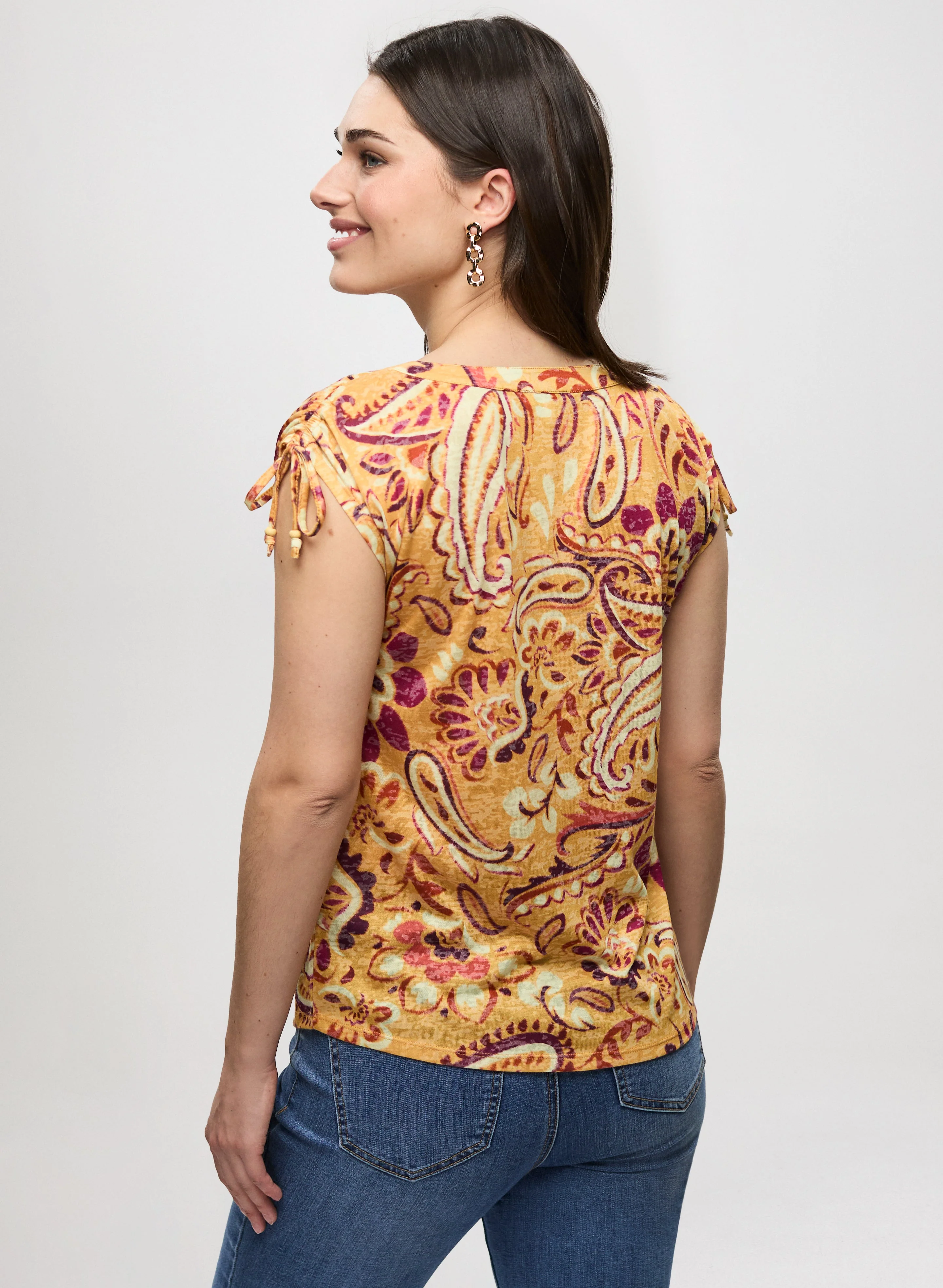 Heathered Paisley Print T-Shirt - Image 4
