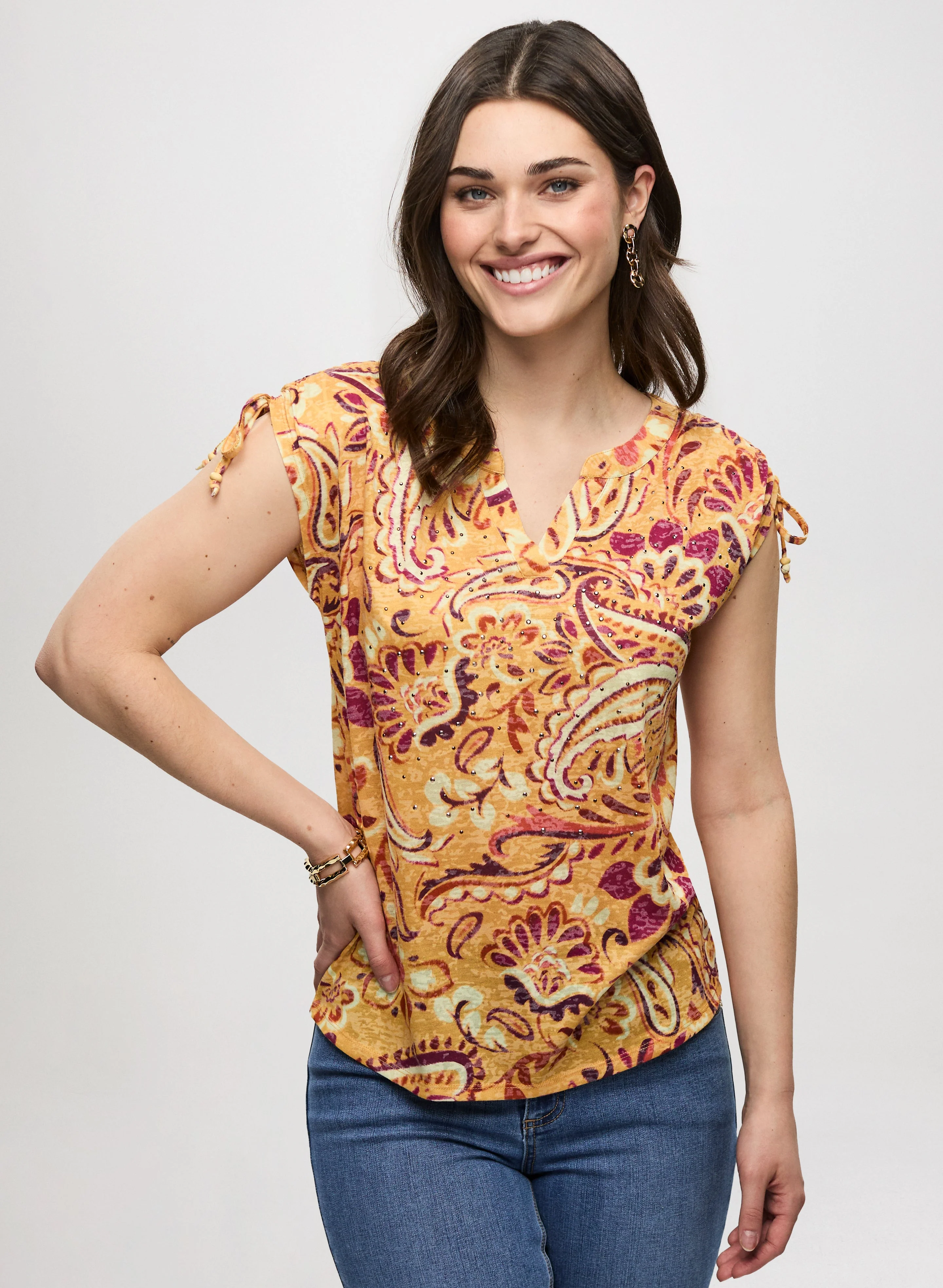 Heathered Paisley Print T-Shirt - Image 5