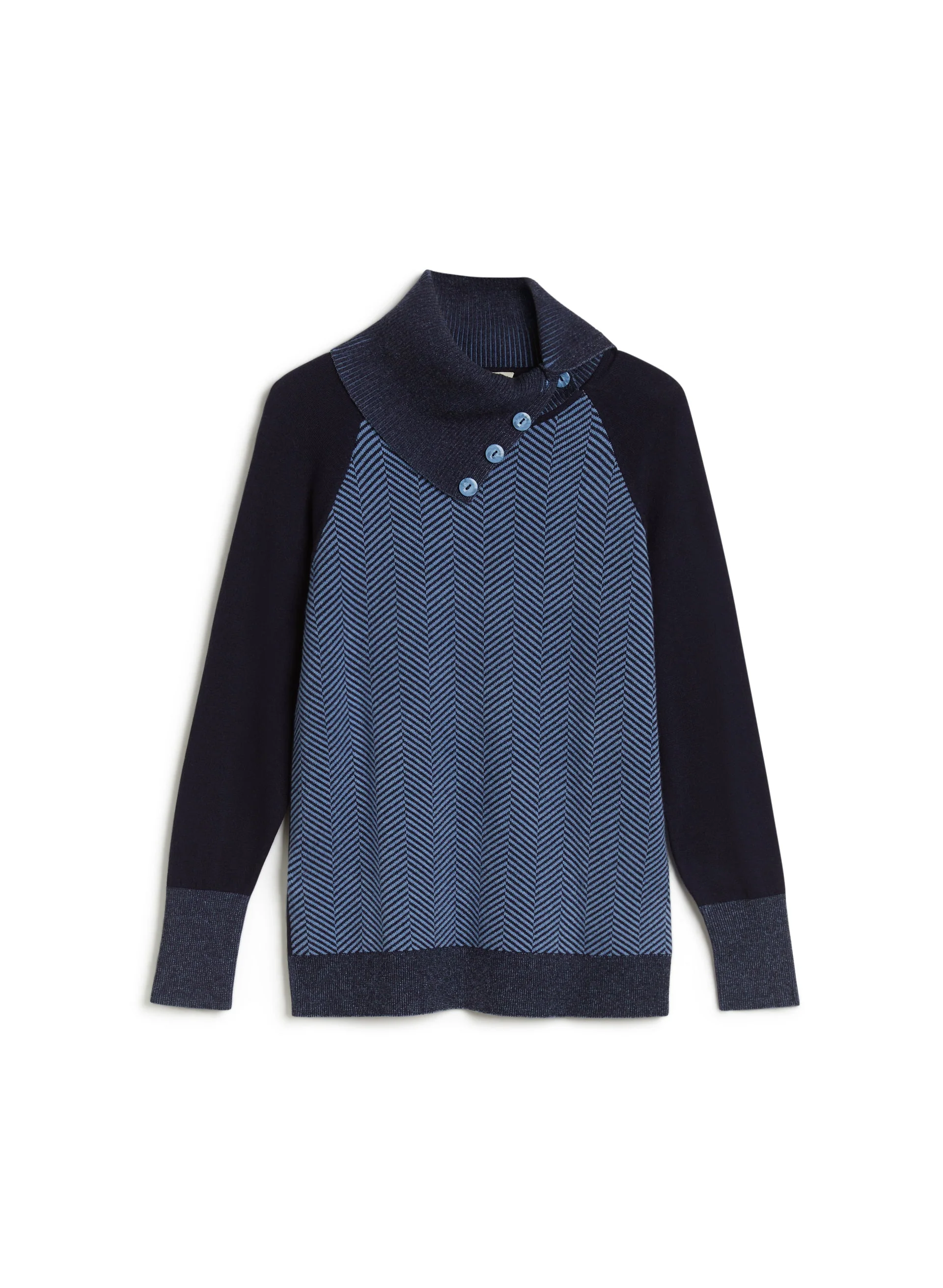 Herringbone Motif Split Collar Sweater - Image 6
