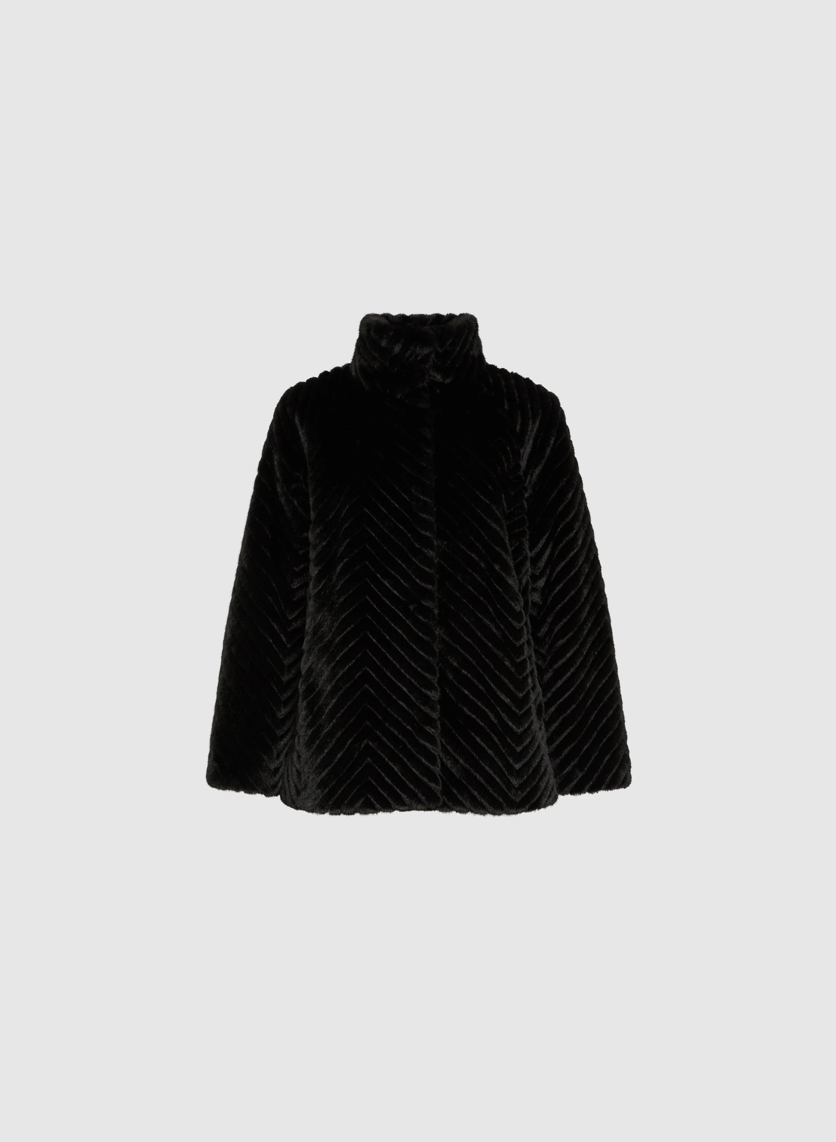 Herringbone Quilted Faux Fur Coat - Image 5
