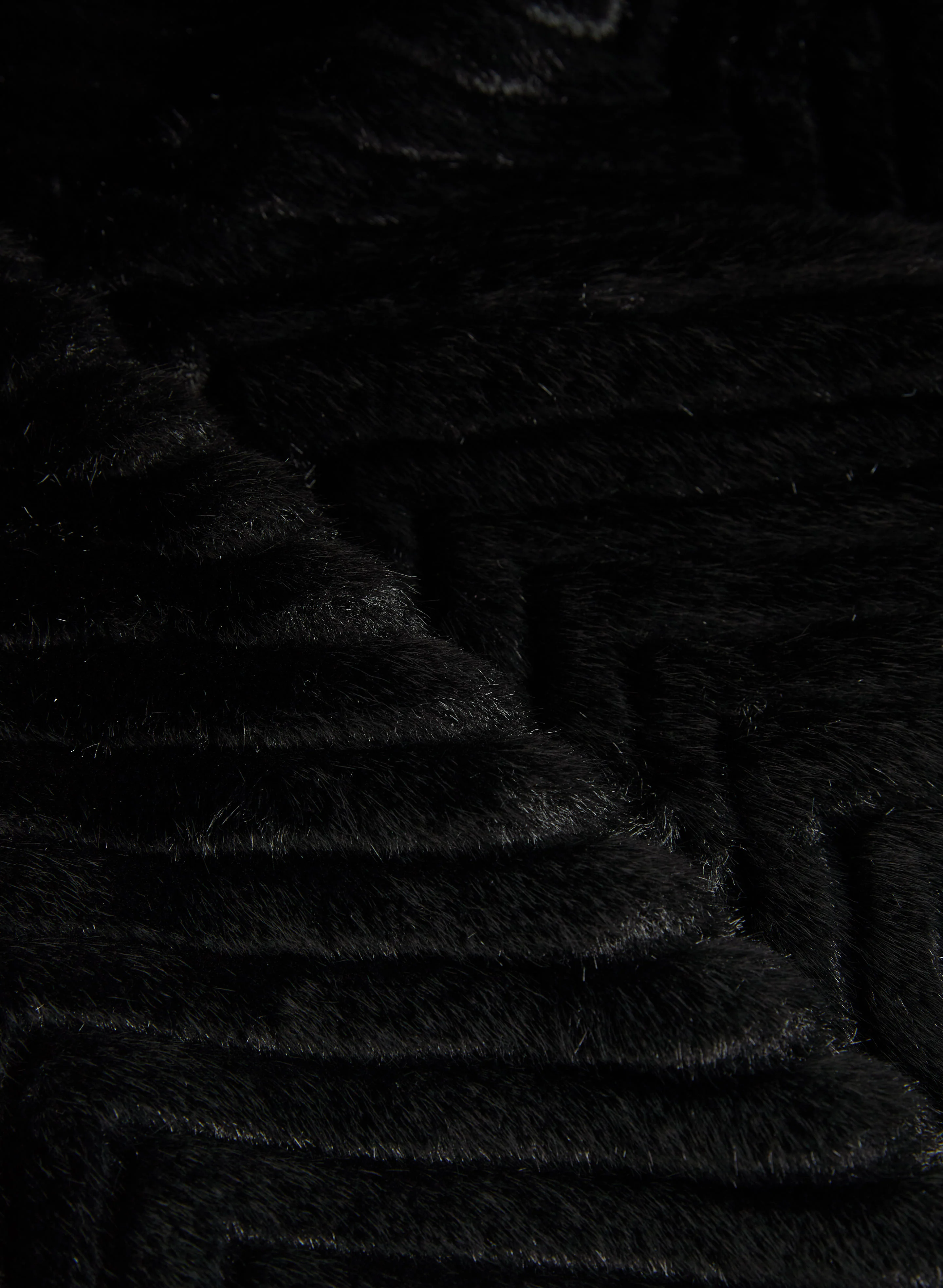 Herringbone Quilted Faux Fur Coat - Image 6