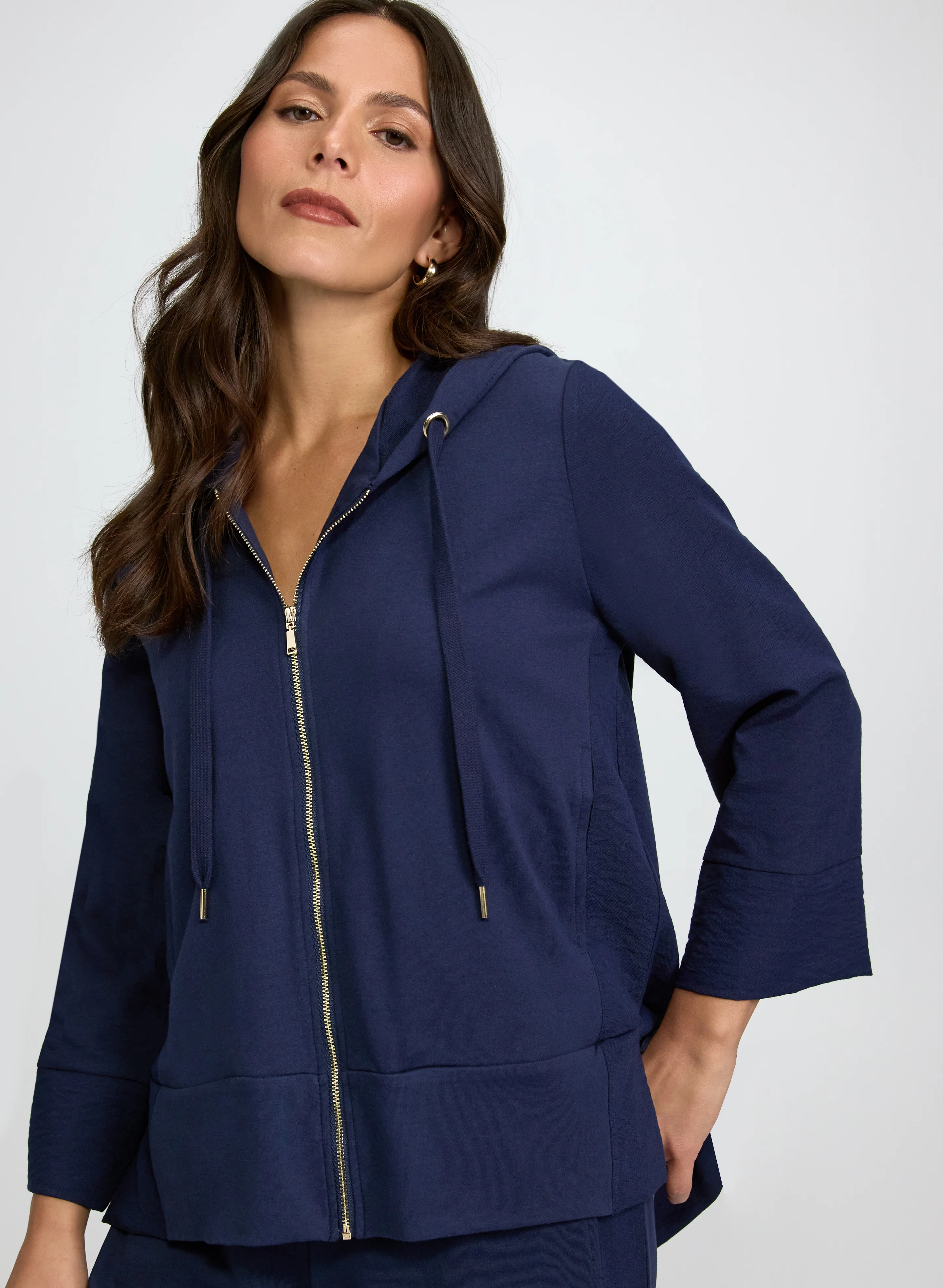 Hooded Zip Front Top