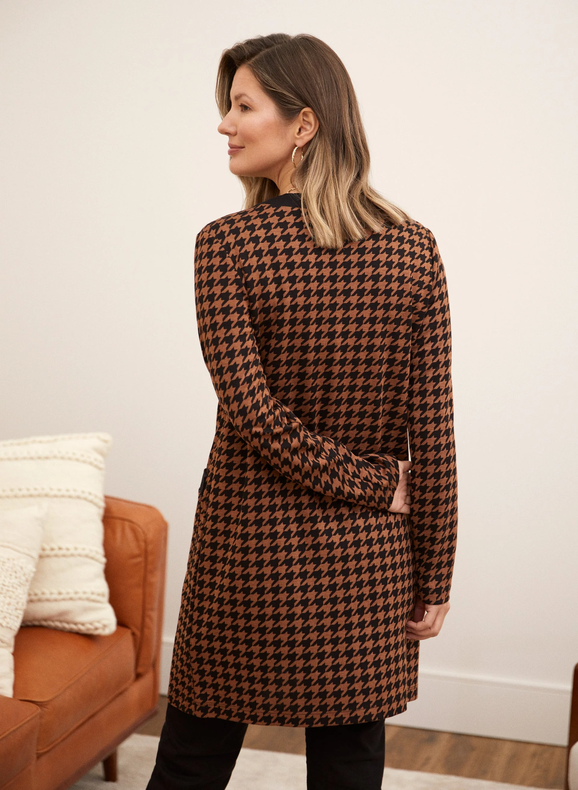Houndstooth Print Cardigan - Image 3