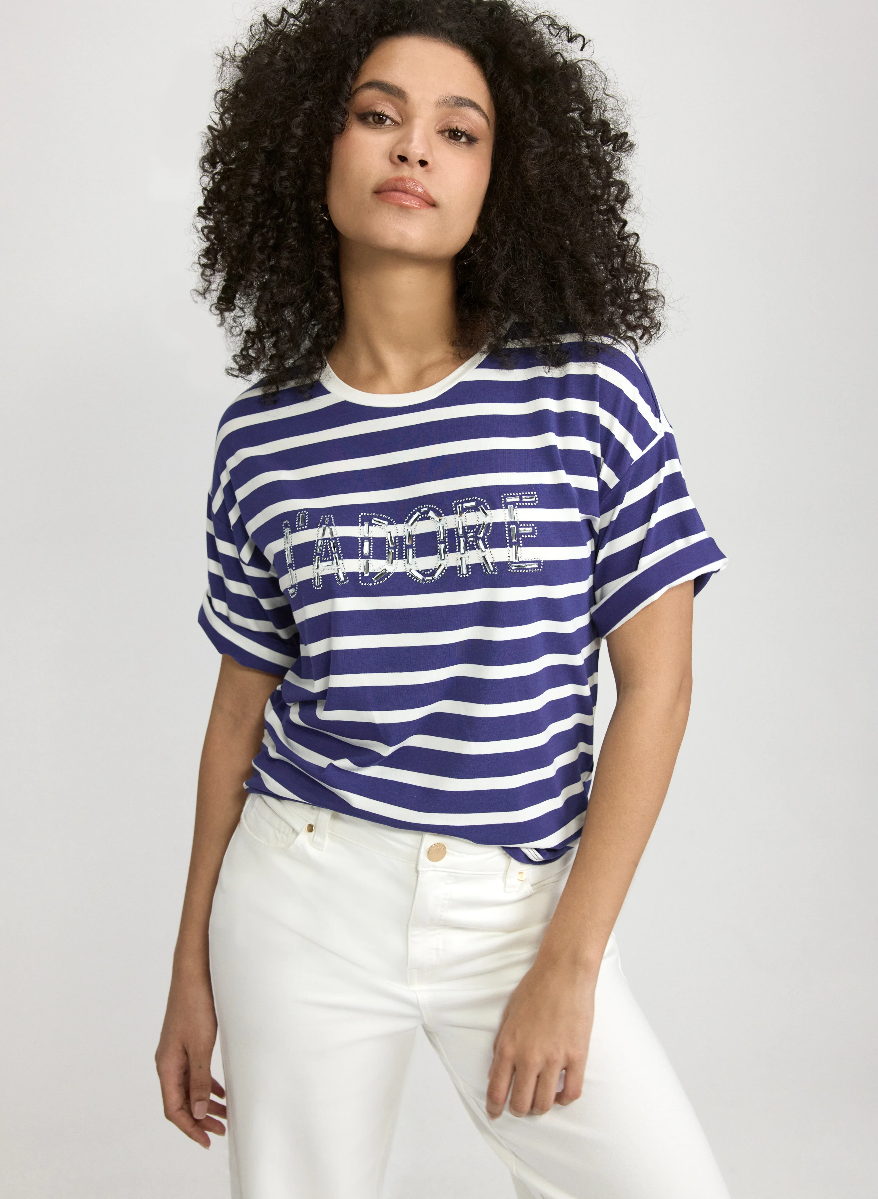 'J'Adore' Stripe T-Shirt