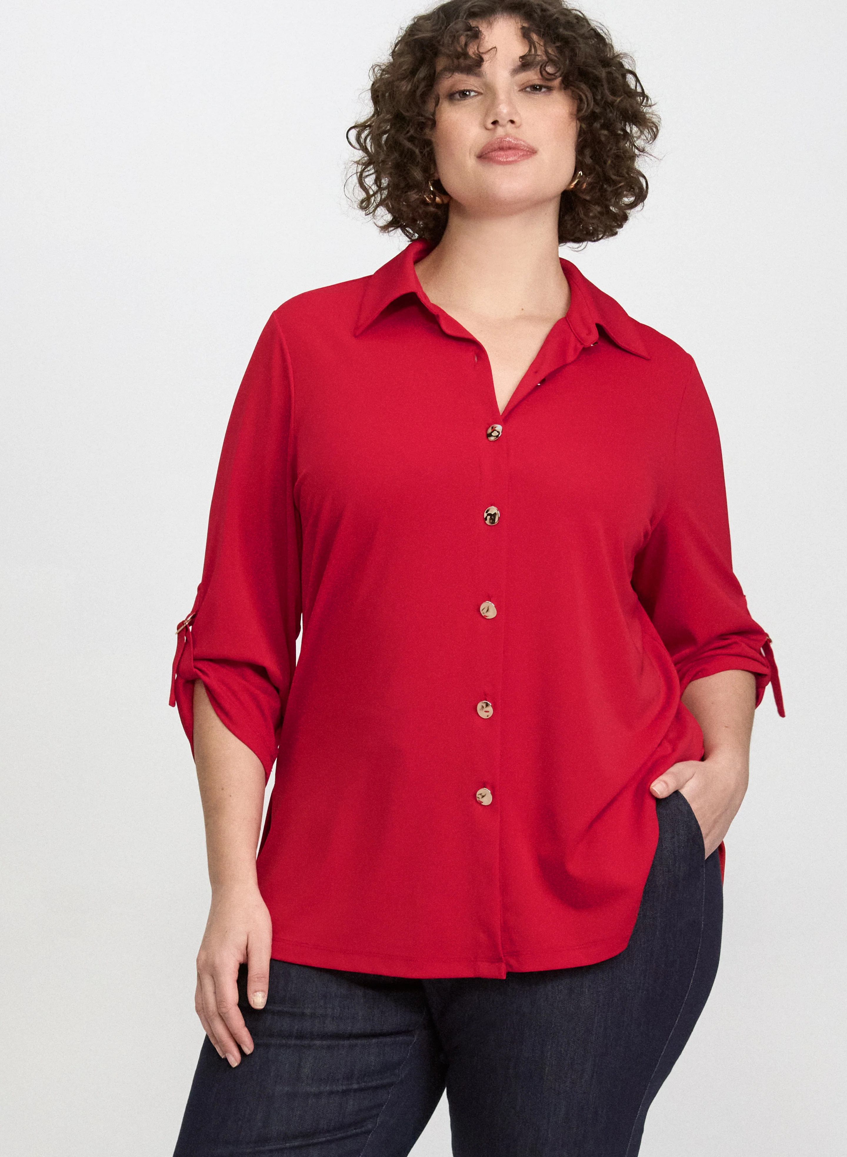 Jersey Button-Down Top