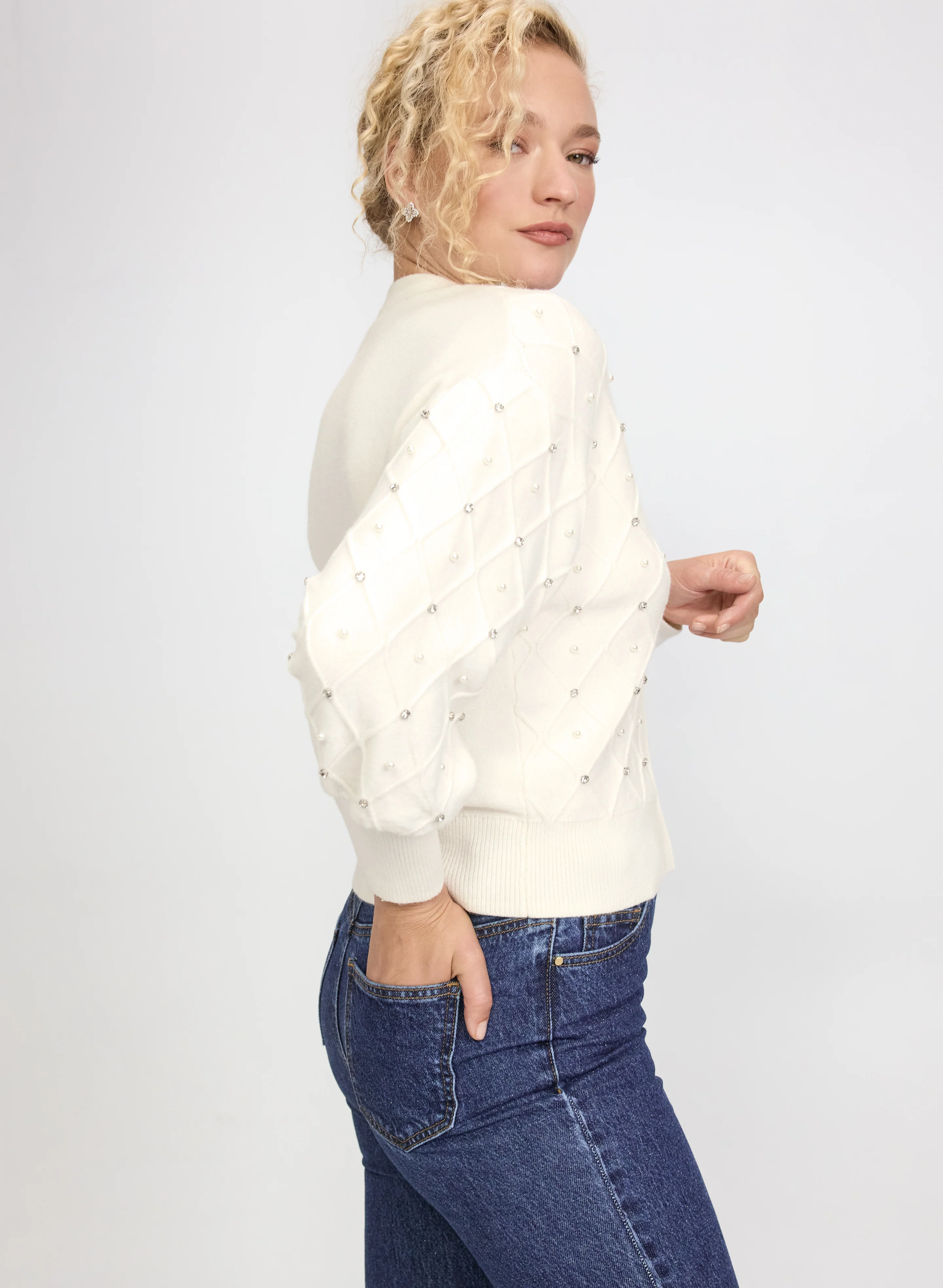 Jeweled Button-Down Cardigan - Image 3