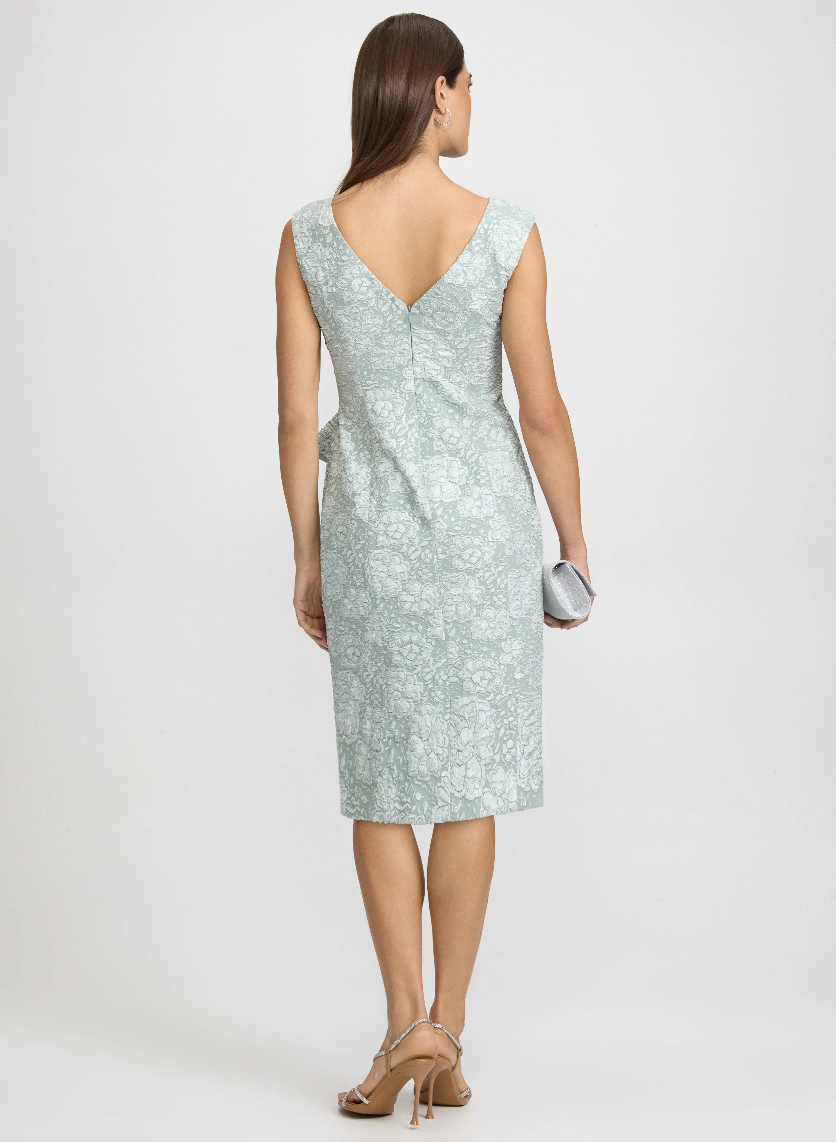 Jeweled Floral Jacquard Dress - Image 3