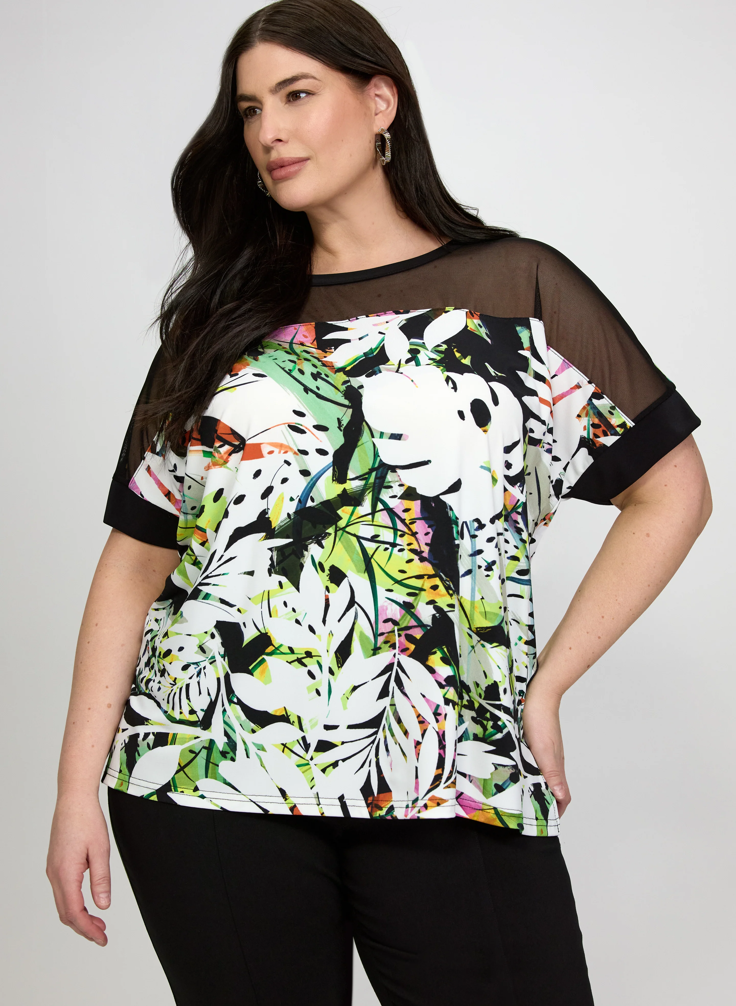 Joseph Ribkoff - Abstract Leaf Print Top