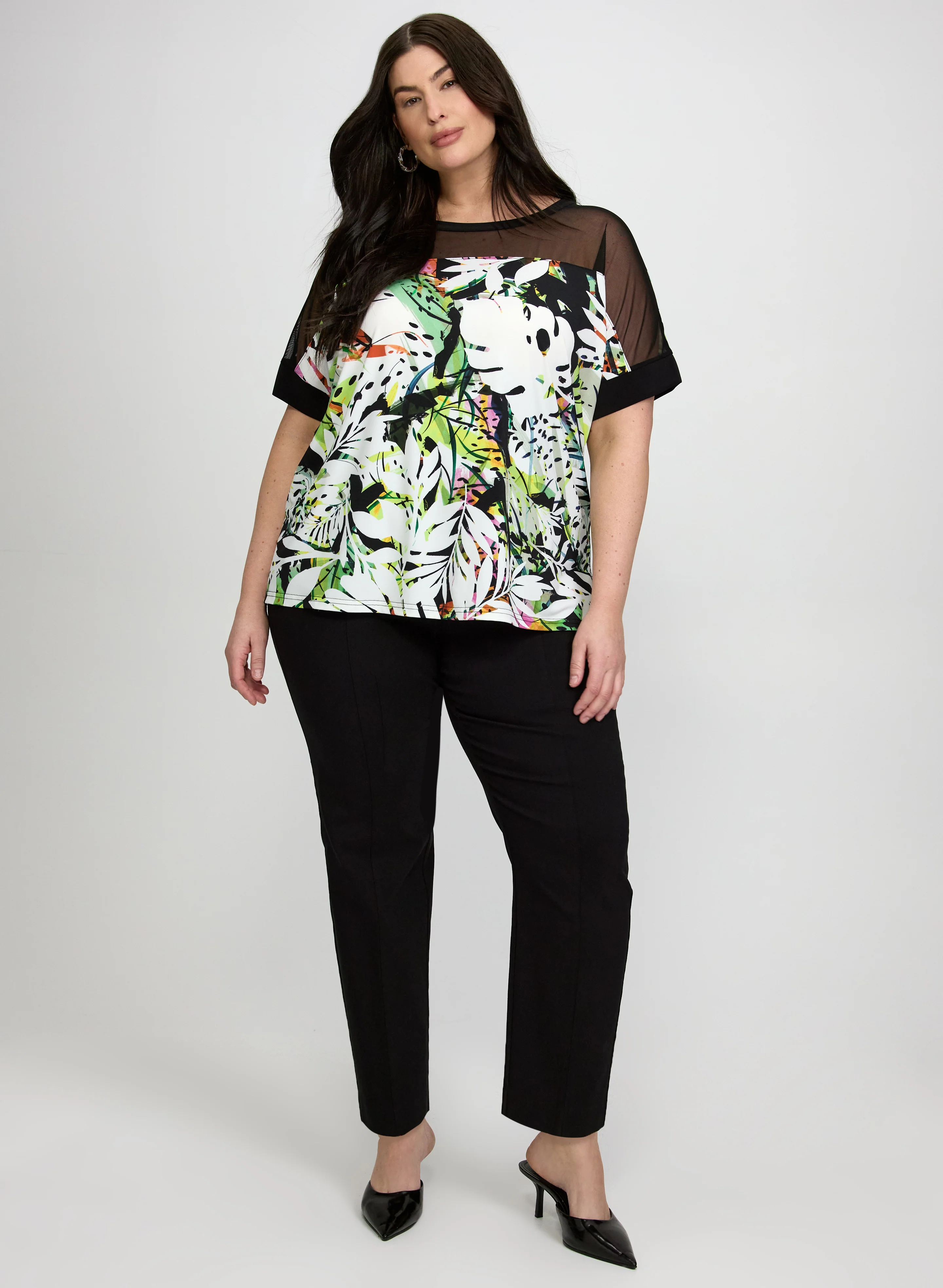 Joseph Ribkoff - Abstract Leaf Print Top - Image 4