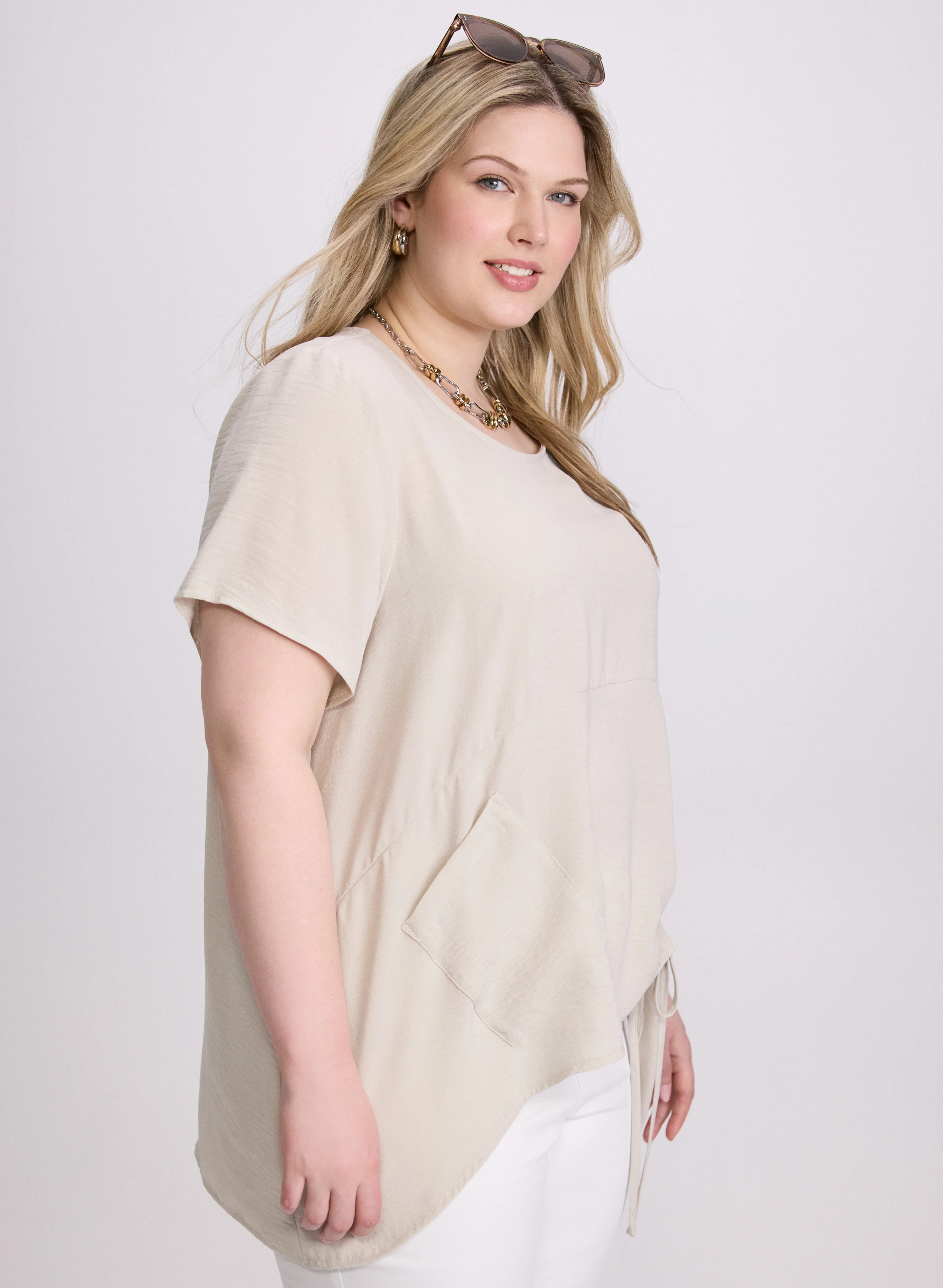 Joseph Ribkoff - Asymmetric Ruched Hem Blouse - Image 5