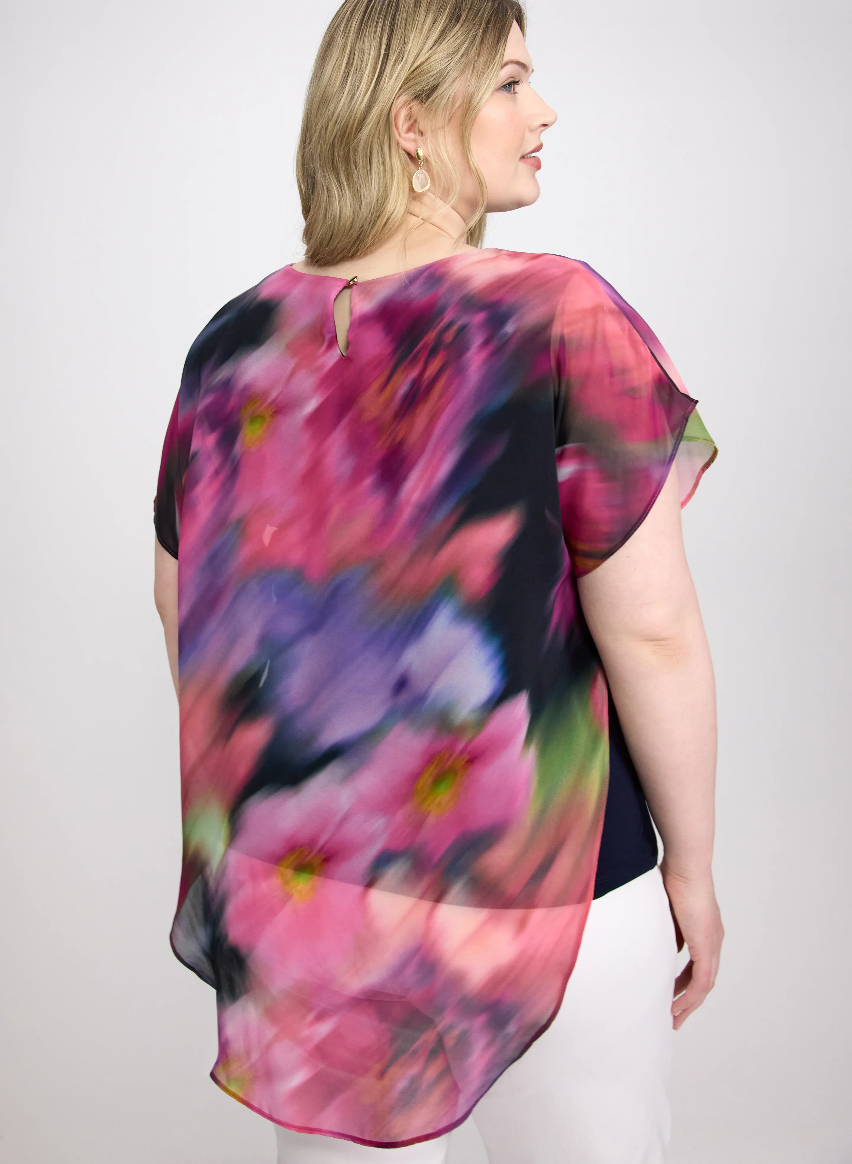 Joseph Ribkoff - Blurred Floral Print Blouse - Image 4