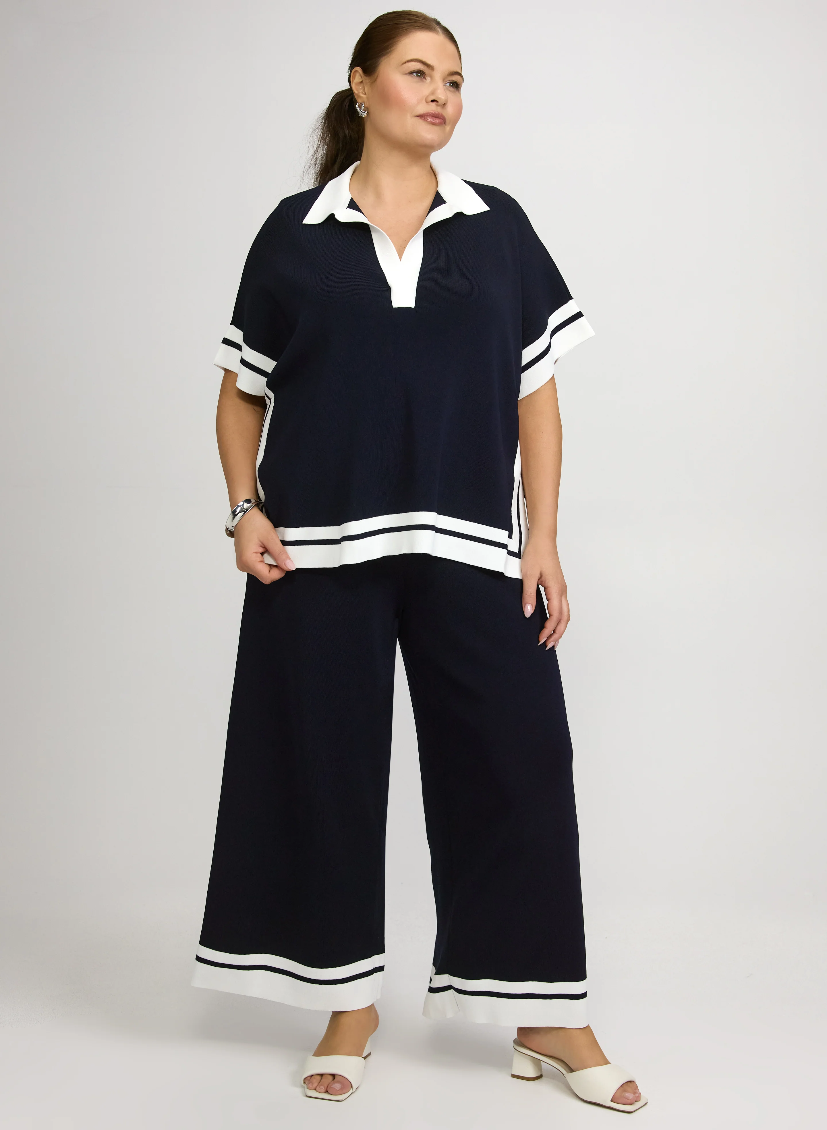 Joseph Ribkoff - Contrast Wide-Leg Pants - Image 3