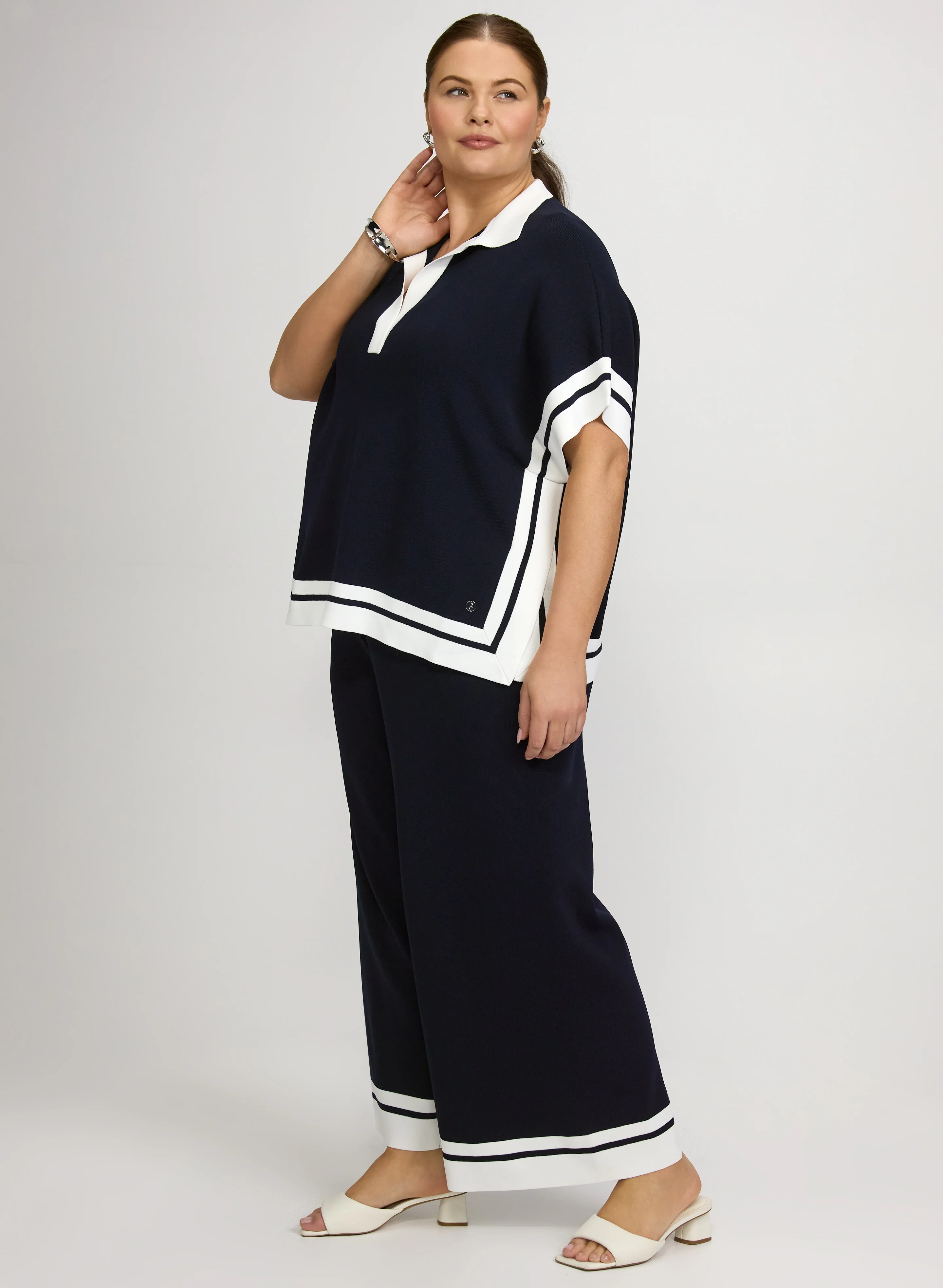 Joseph Ribkoff - Contrast Wide-Leg Pants - Image 5