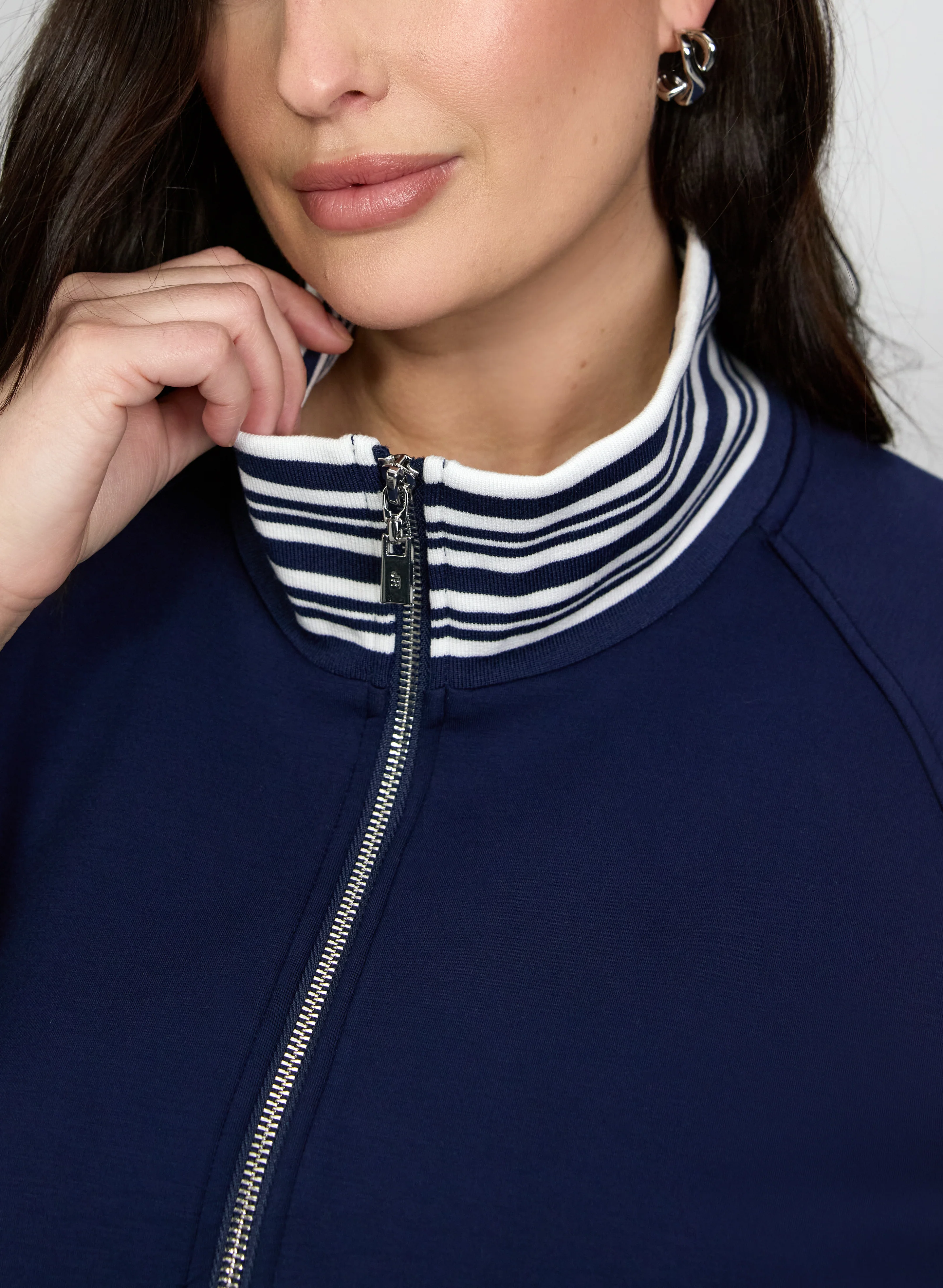 Joseph Ribkoff - Contrast Zip-Up Top - Image 4